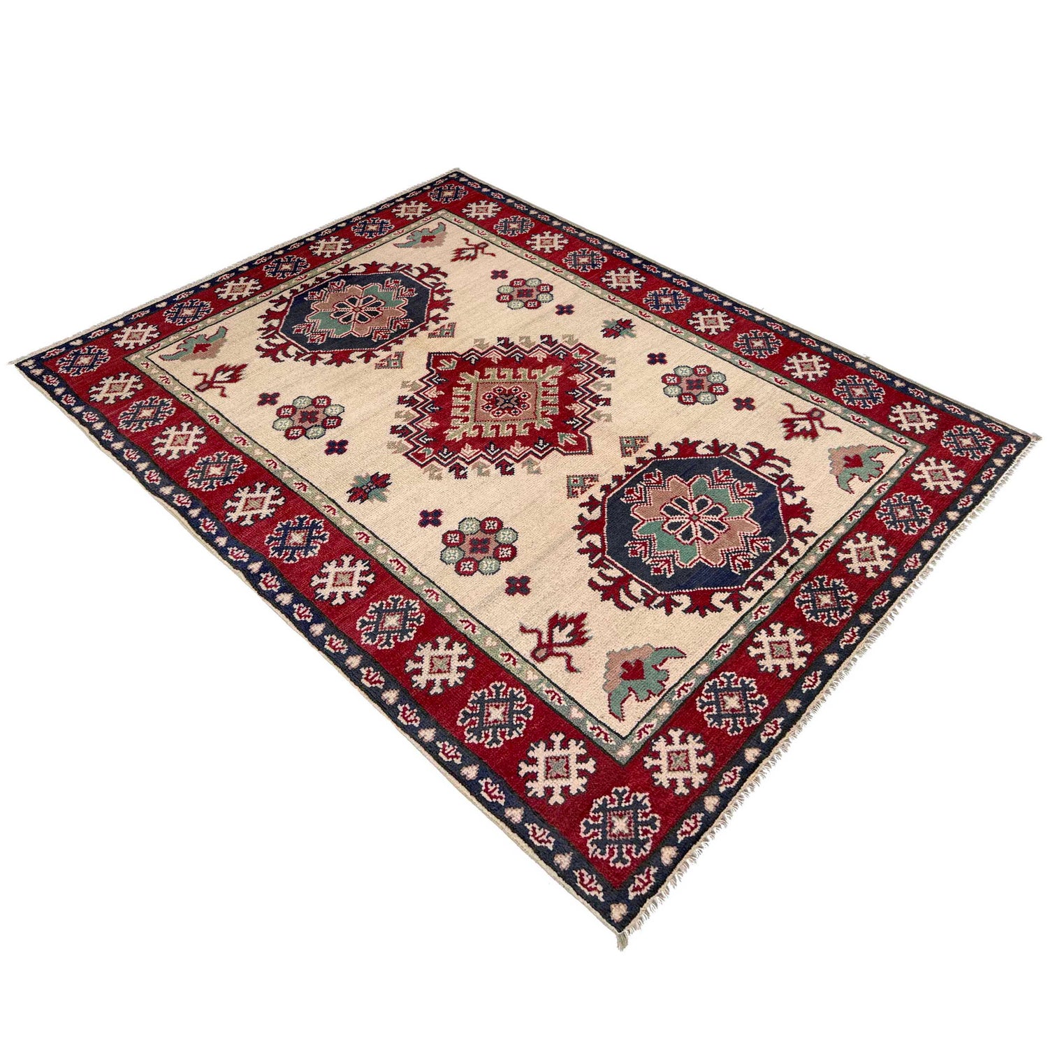 Hand Knotted Kazak Rug 3' 11" x 5' 8" (ft) - No. R37399