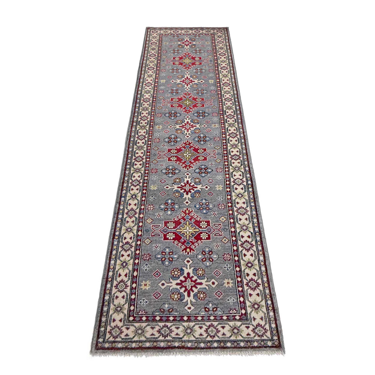 Grey Color Kazak Runner 2' 8" x 9' 6" (ft) - No. R37433