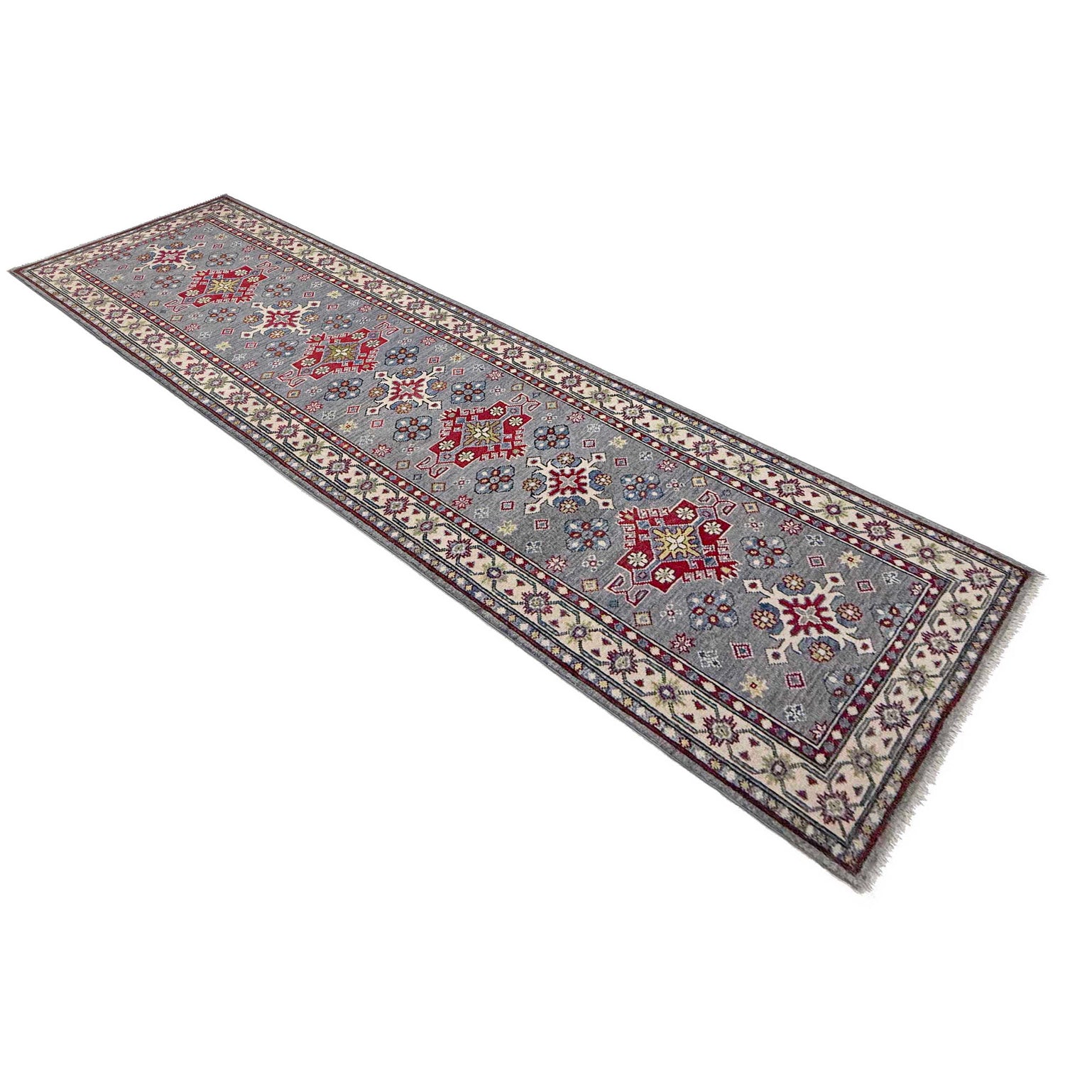 Grey Color Kazak Runner 2' 8" x 9' 6" (ft) - No. R37433