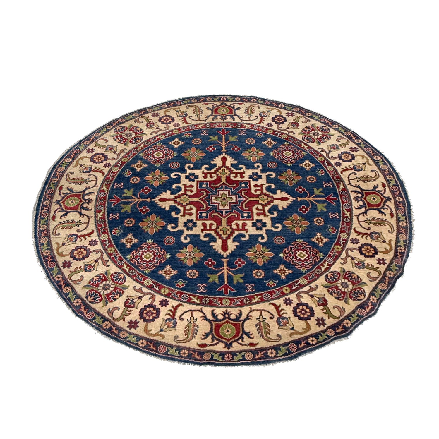 Hand Knotted Kazak Round Carpet for Home 6' 7" x 6' 7" (ft) - No. R37470