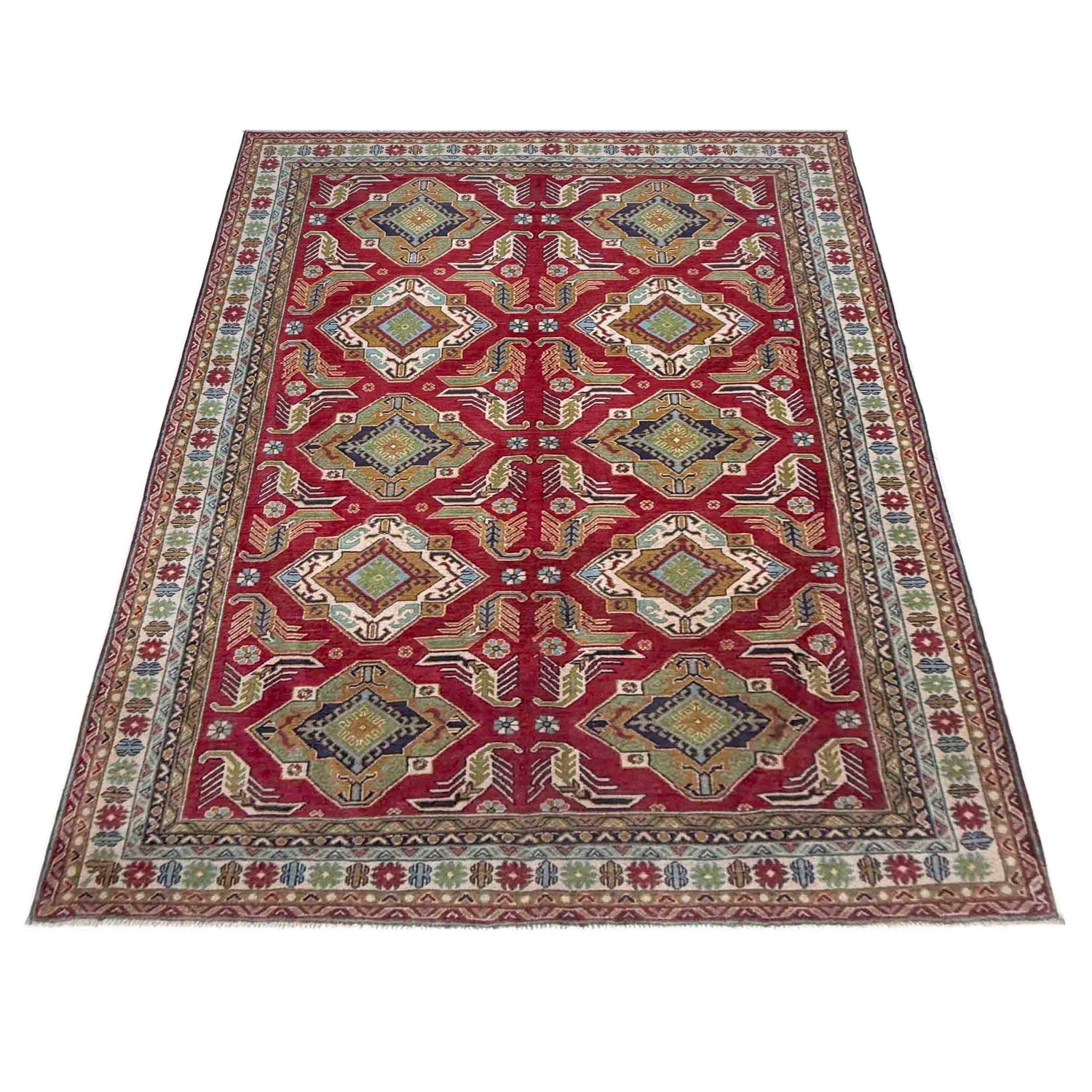 Red Color Kazak Rug 6' 4" x 9' 7" (ft) - No. R37473