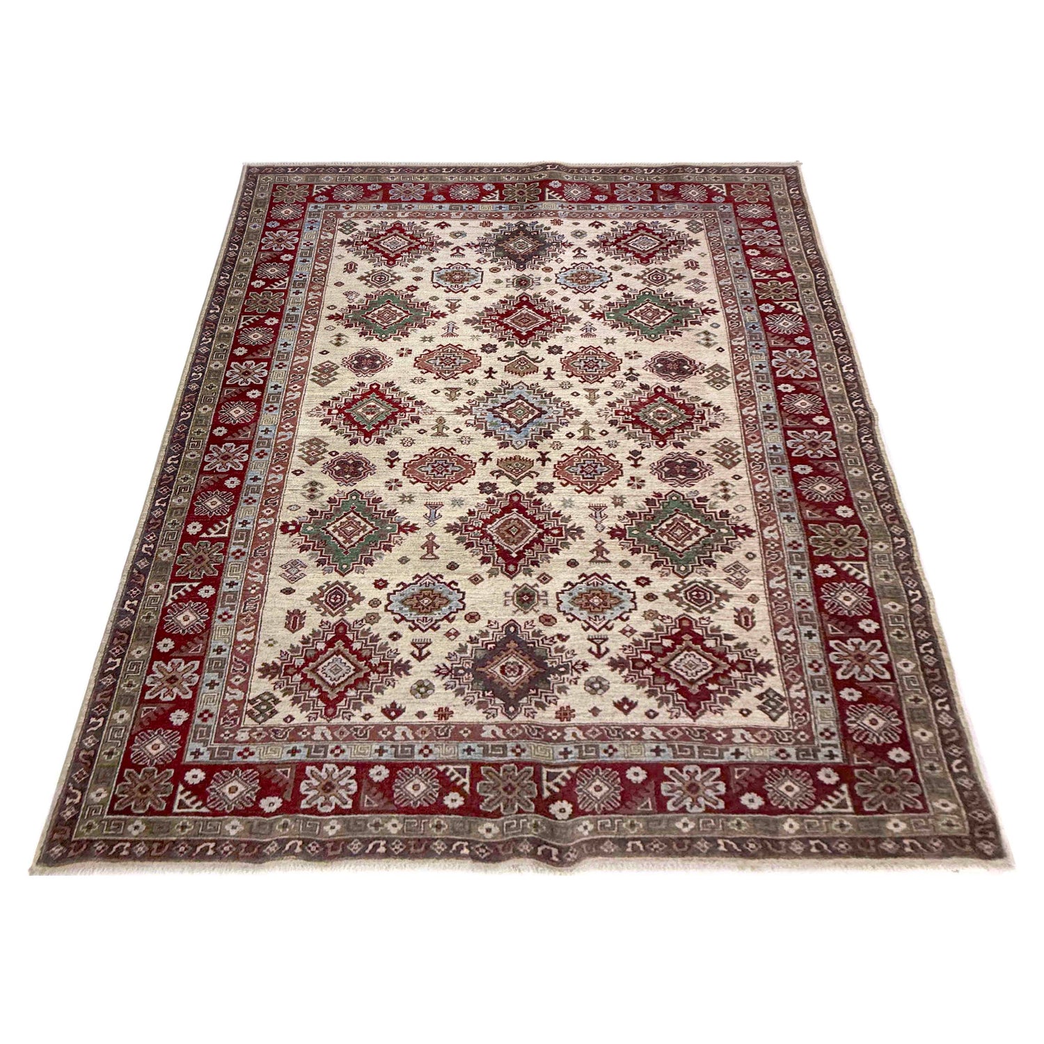 Ivory Color Kazak Rug 6' 7" x 9' 5" (ft) - No. R37474