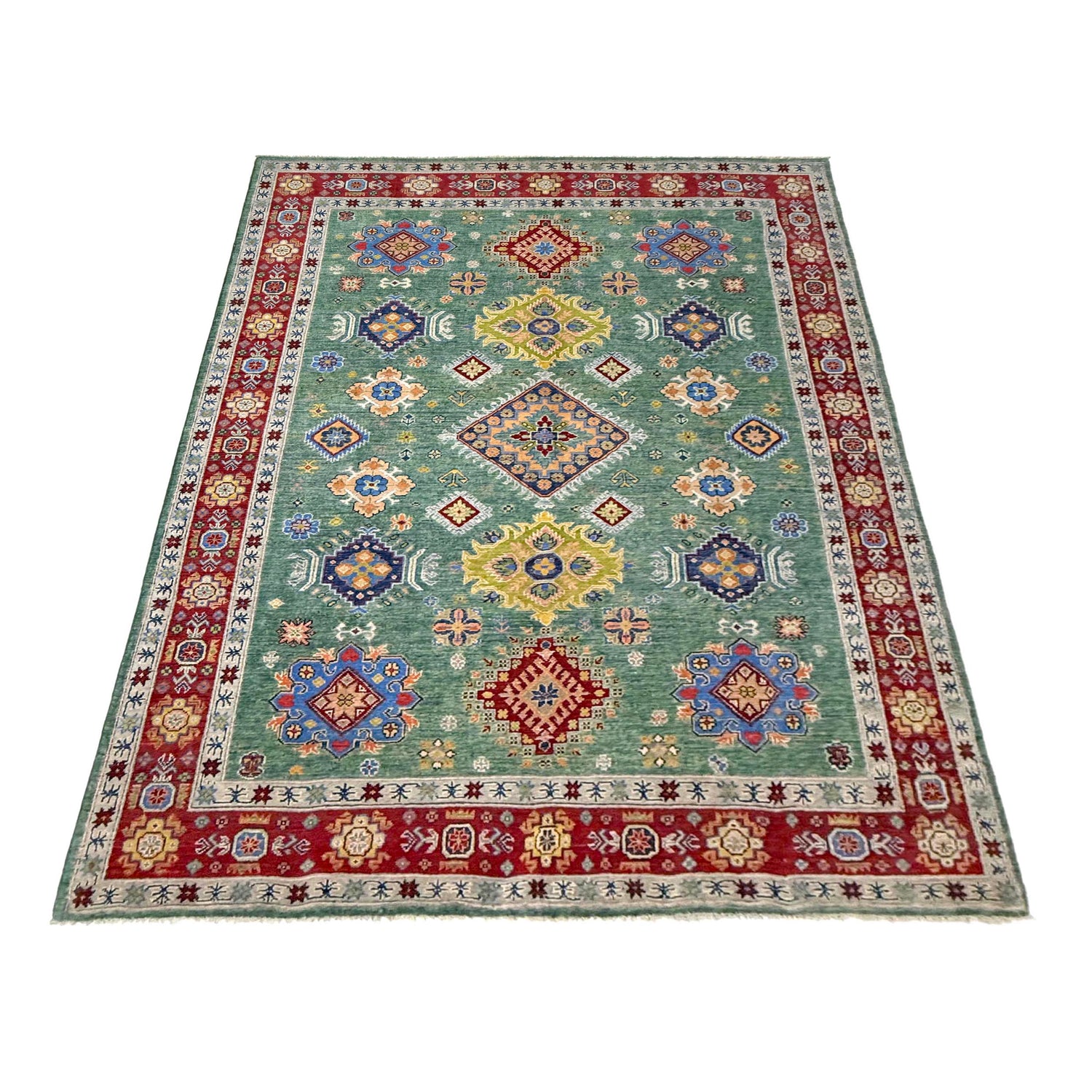 Green Color Kazak Rug 6' 9" x 10' 0" (ft) - No. R37475