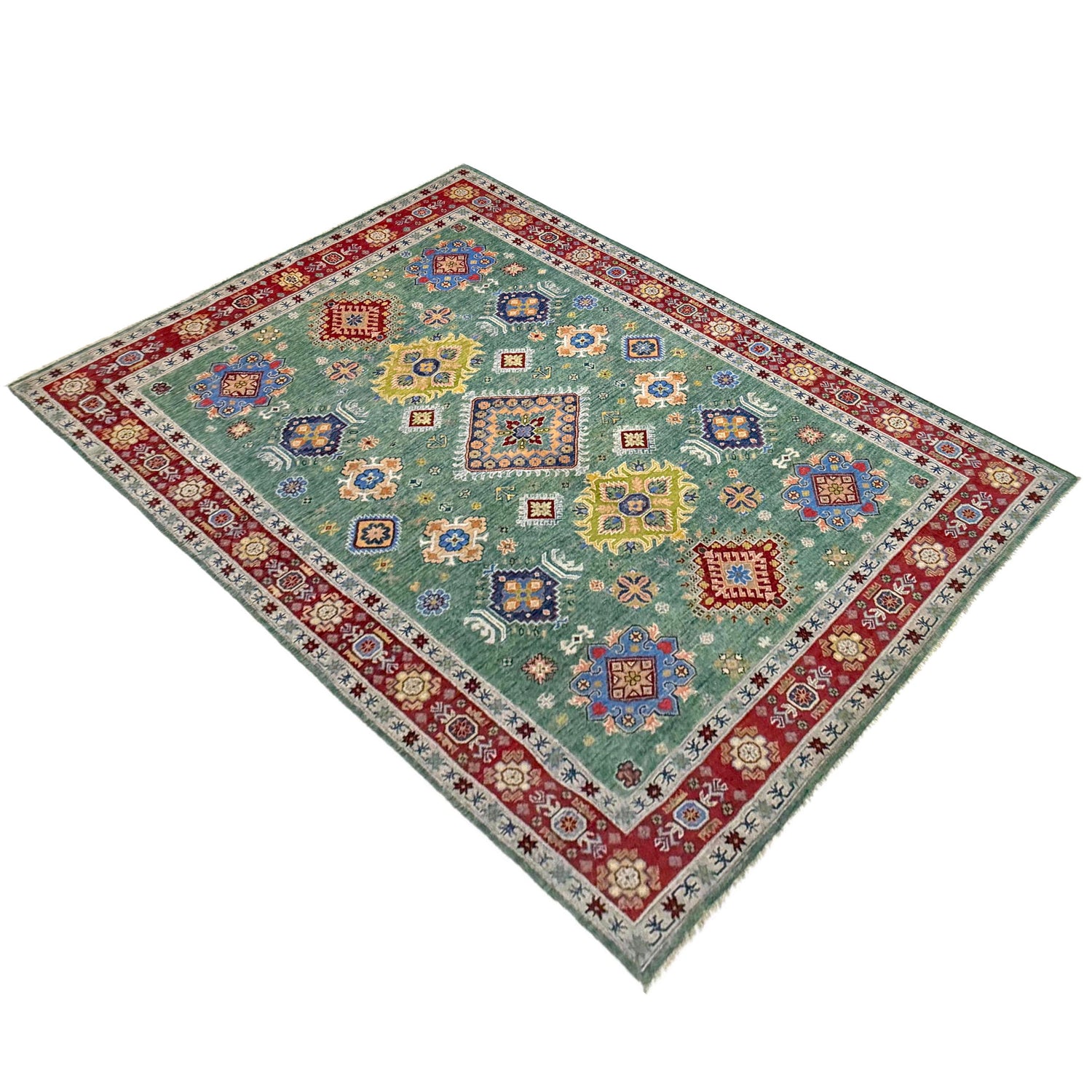 Green Color Kazak Rug 6' 9" x 10' 0" (ft) - No. R37475