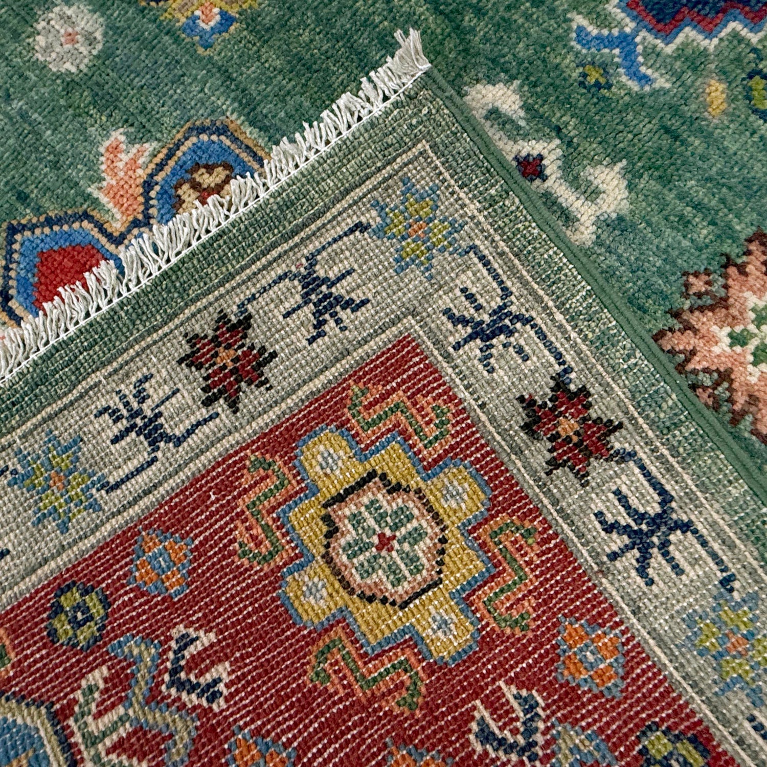 Green Color Kazak Rug 6' 9" x 10' 0" (ft) - No. R37475