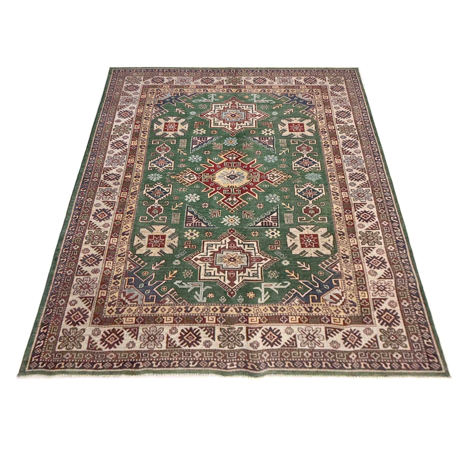 Hand Knotted Kazak Rug 6' 6" x 9' 9" (ft) - No. R37476