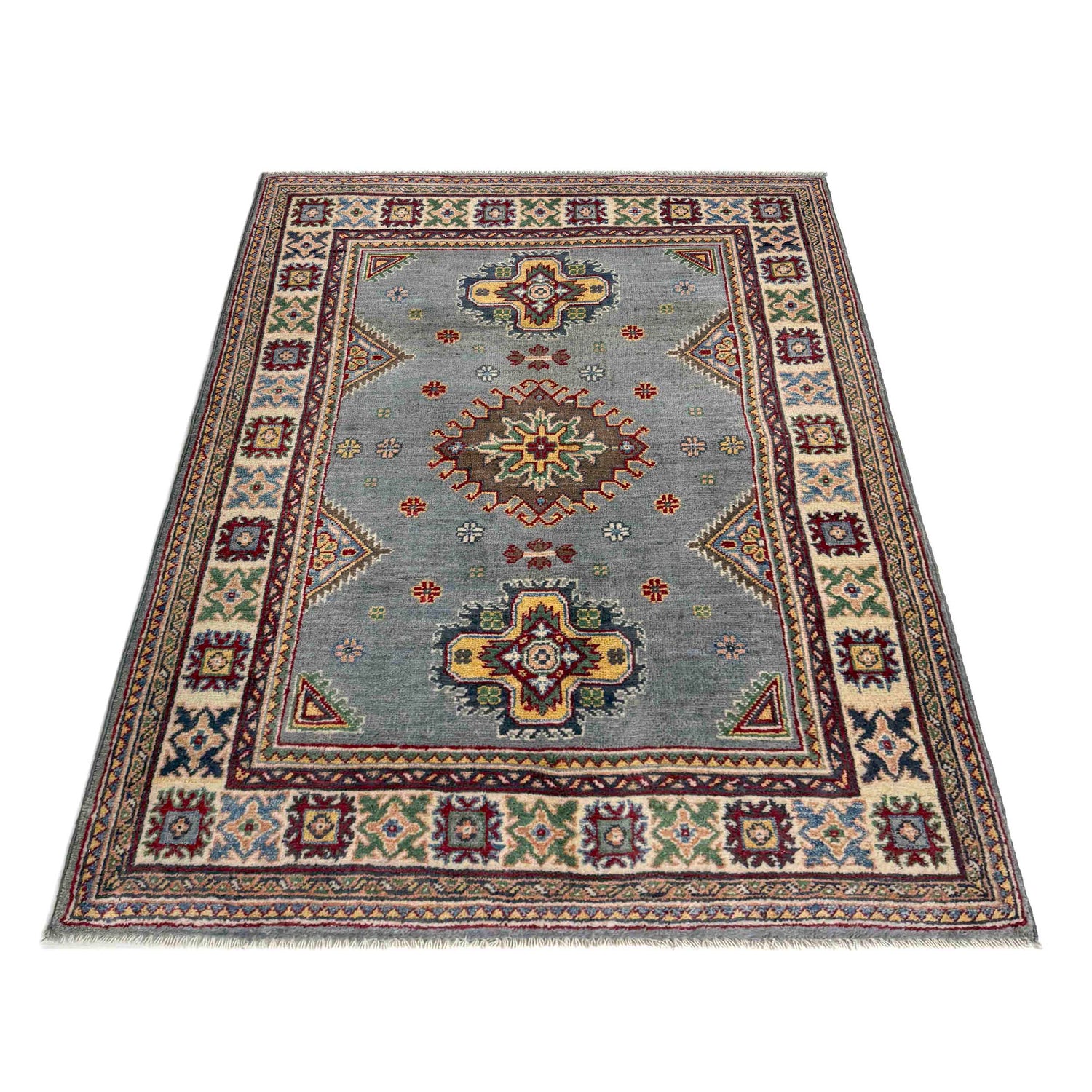 Grey Color Kazak Rug 3' 3" x 4' 9" (ft)- No. R37481