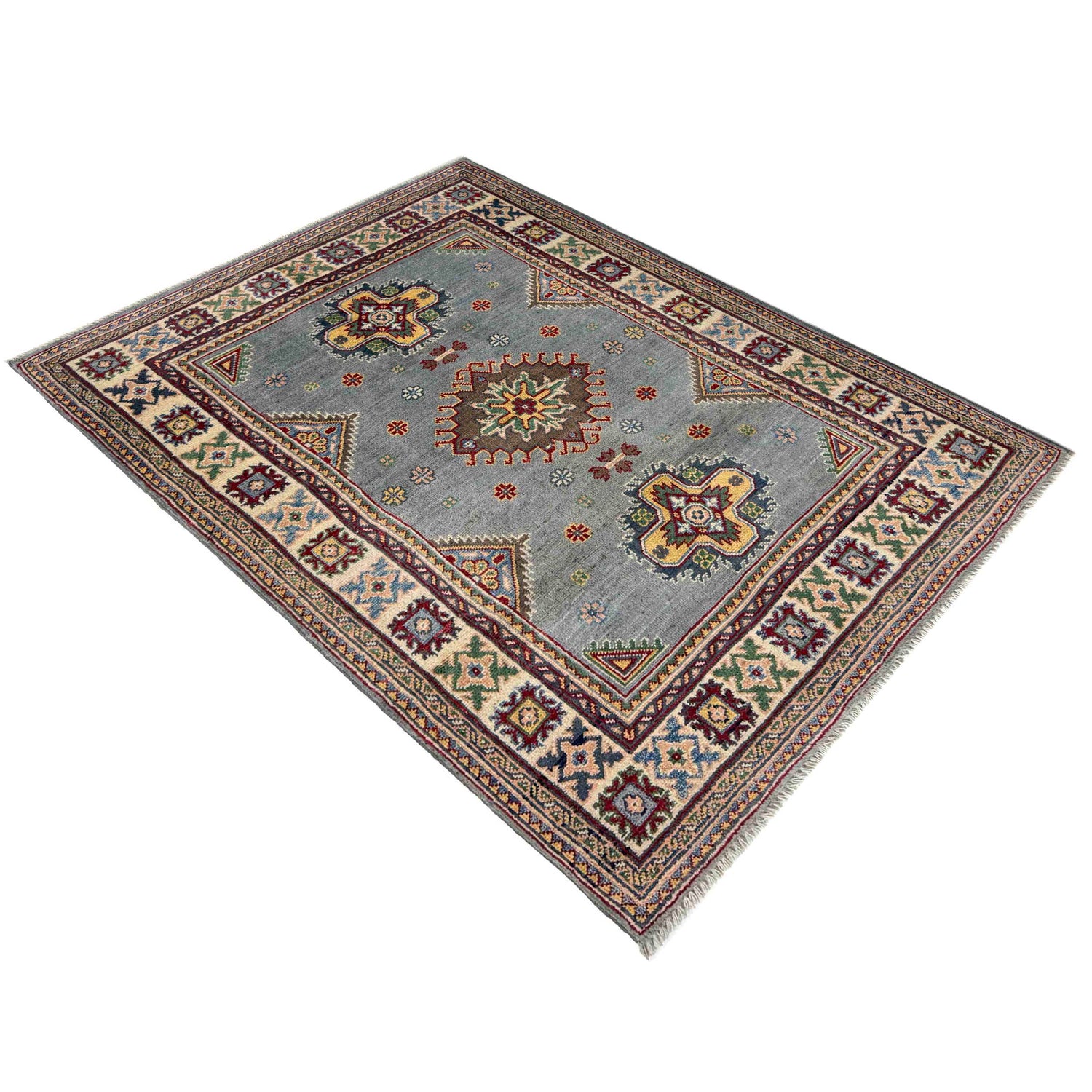 Grey Color Kazak Rug 3' 3" x 4' 9" (ft)- No. R37481