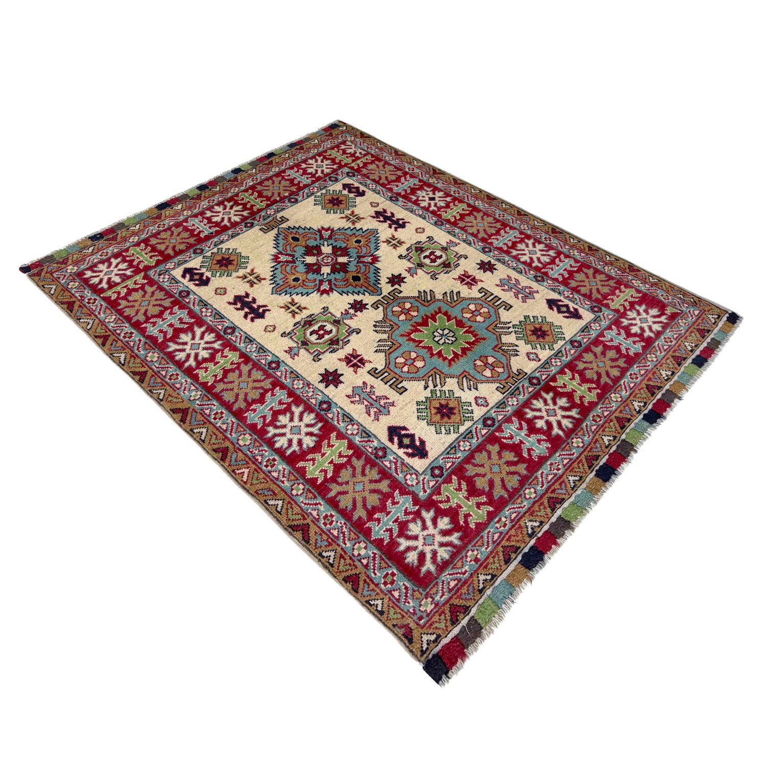 Ivory Color Kazak Rug 3' 4" x 4' 7" (ft)- No. R37505