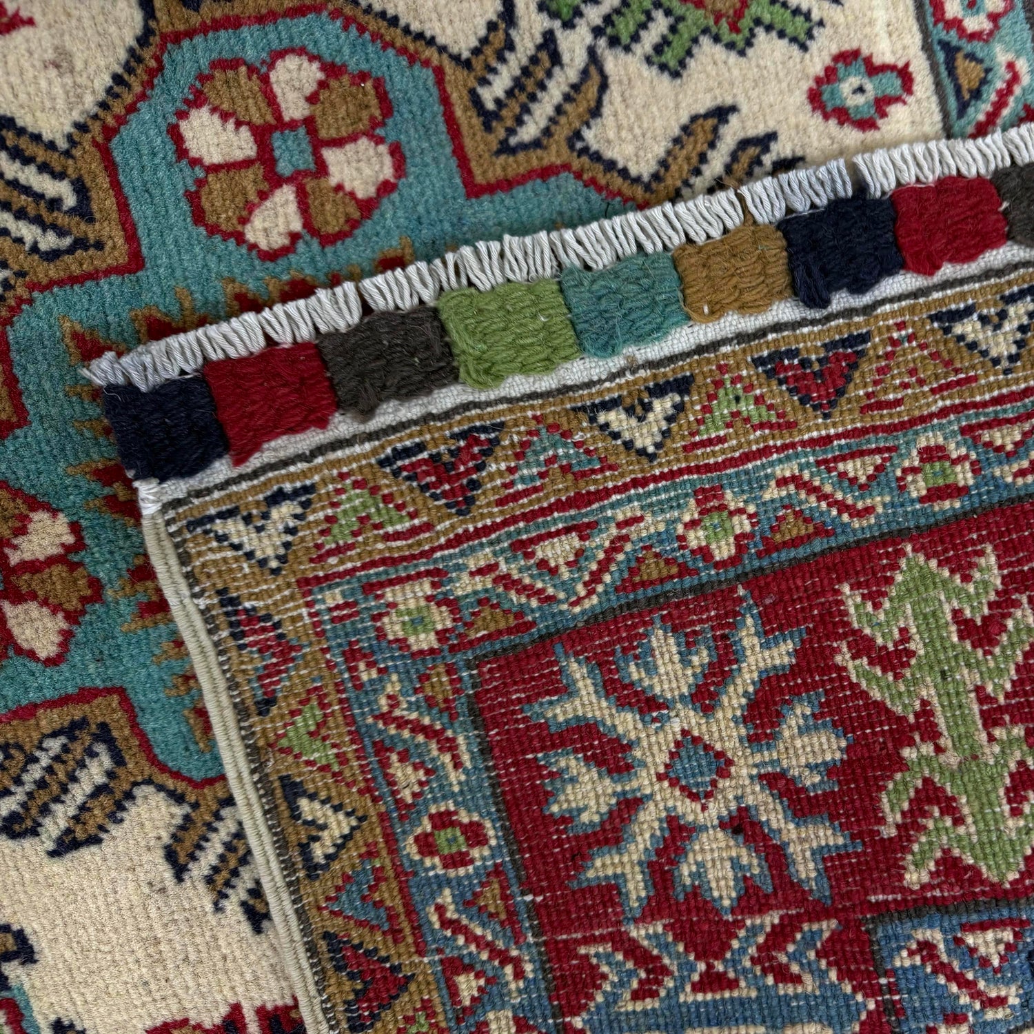 Ivory Color Kazak Rug 3' 4" x 4' 7" (ft)- No. R37505