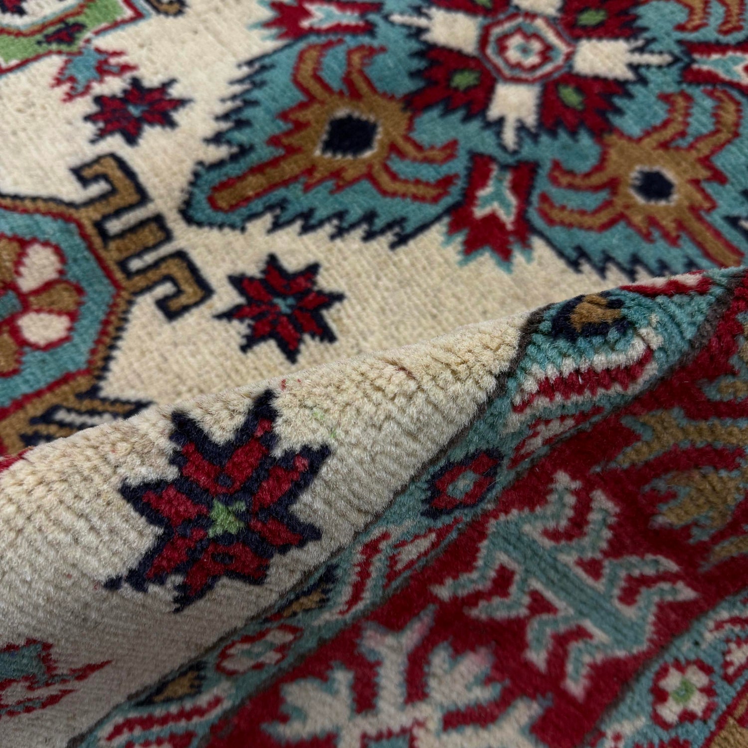 Ivory Color Kazak Rug 3' 4" x 4' 7" (ft)- No. R37505