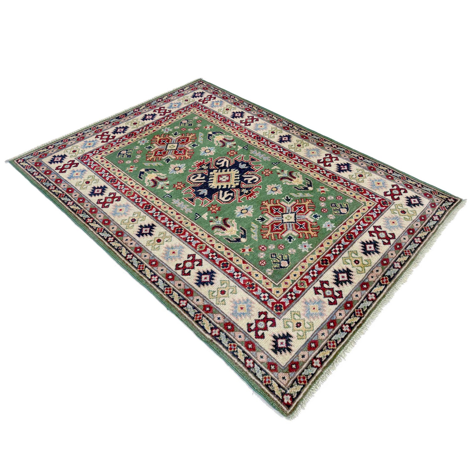 Green Color Kazak Rug 3' 3" x 5' 0" (ft)- No. R37506