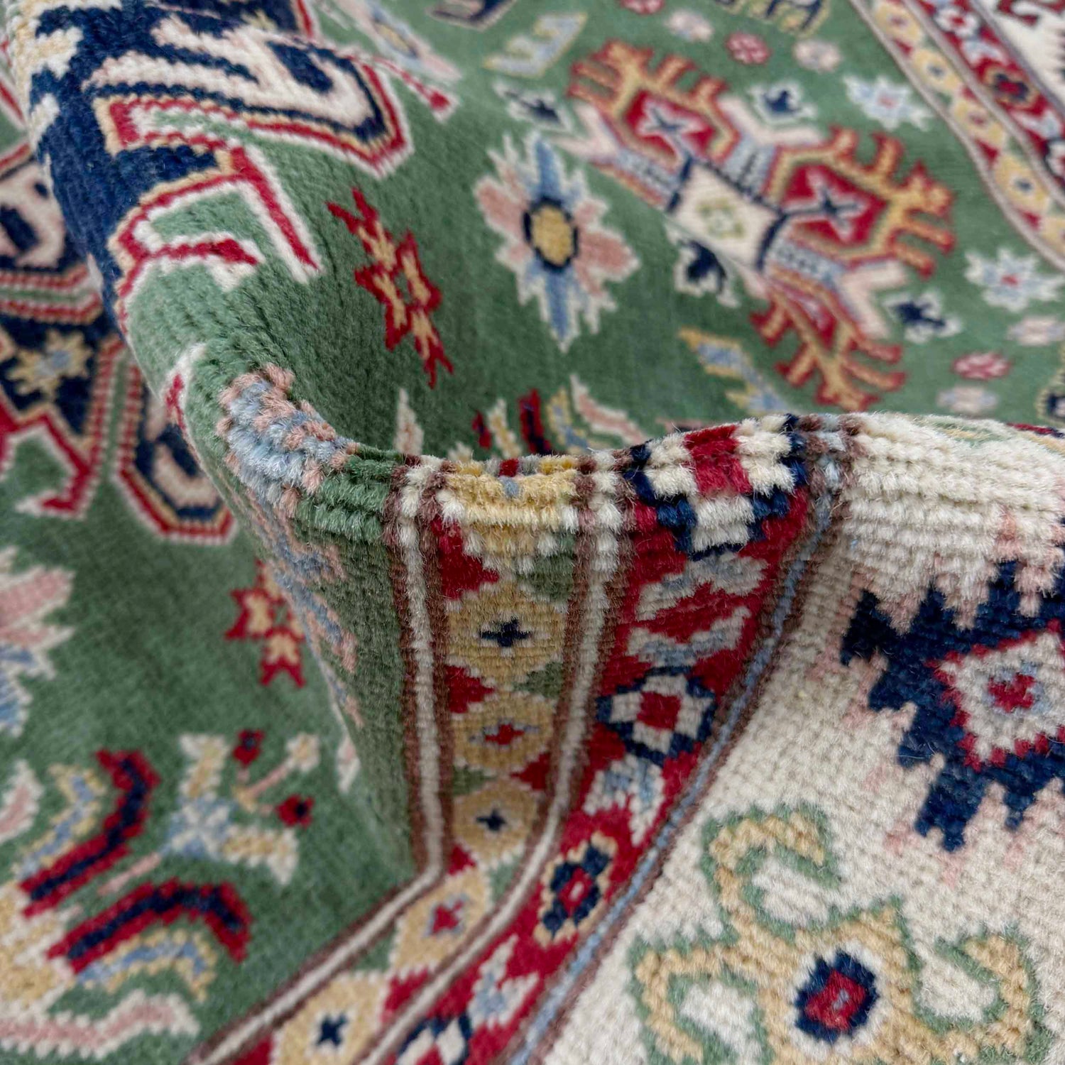 Green Color Kazak Rug 3' 3" x 5' 0" (ft)- No. R37506