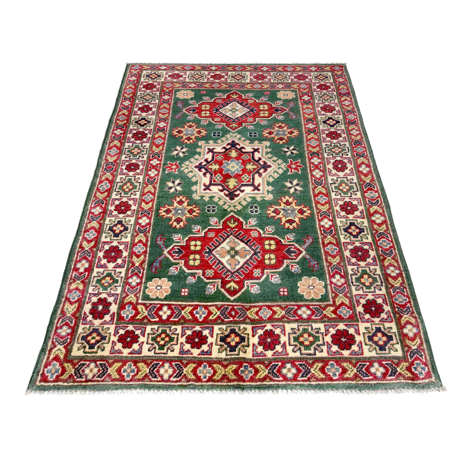 Hand Knotted Kazak Rug 3' 2" x 5' 1" (ft)- No. R37507