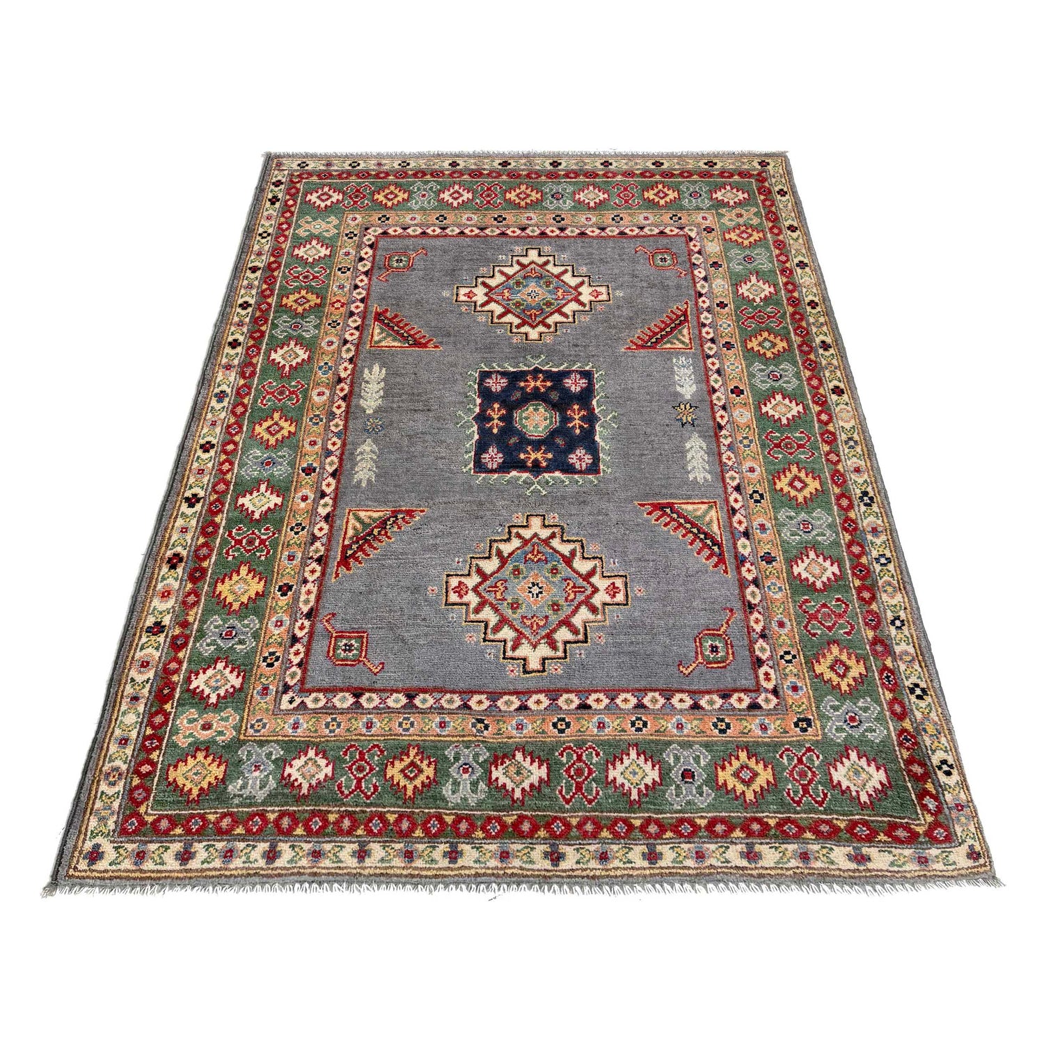Hand Knotted Kazak Rug 3' 3" x 4' 11" (ft)- No. R37512