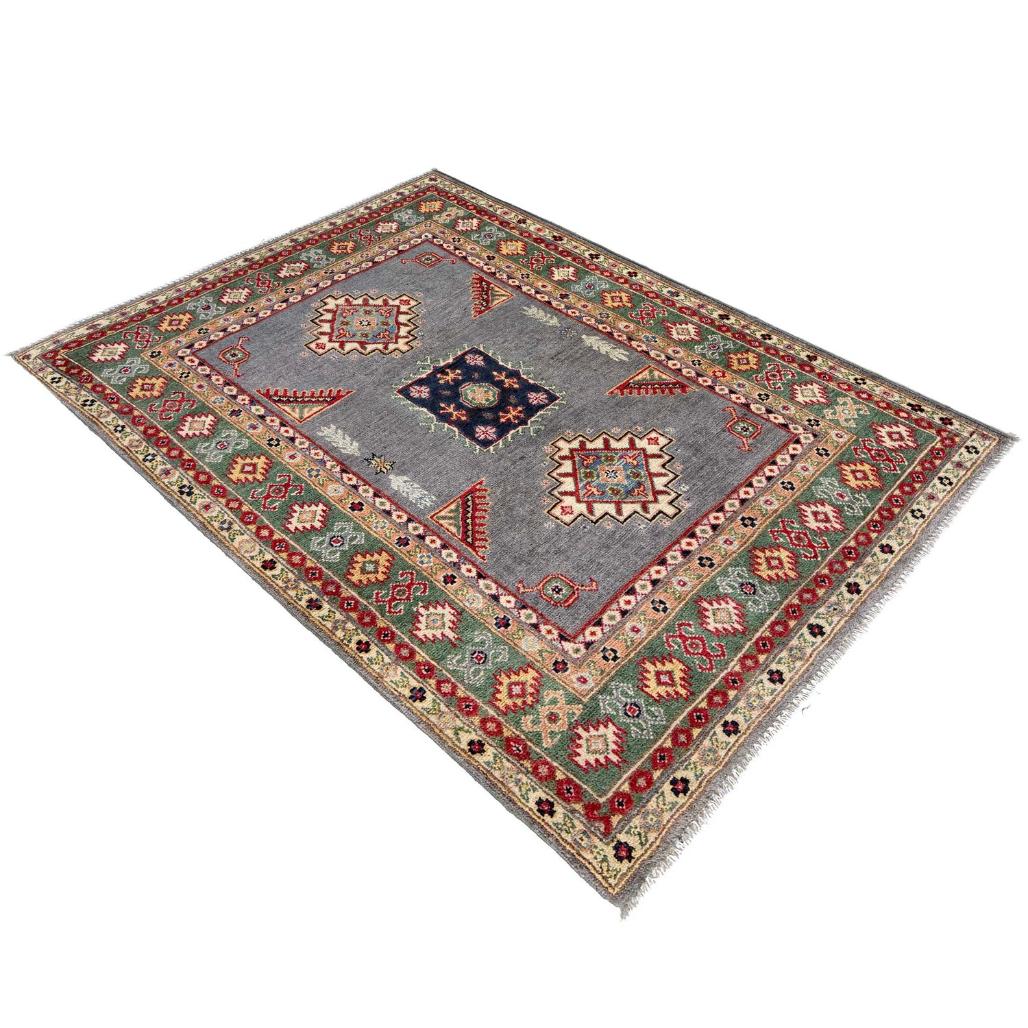 Hand Knotted Kazak Rug 3' 3" x 4' 11" (ft)- No. R37512