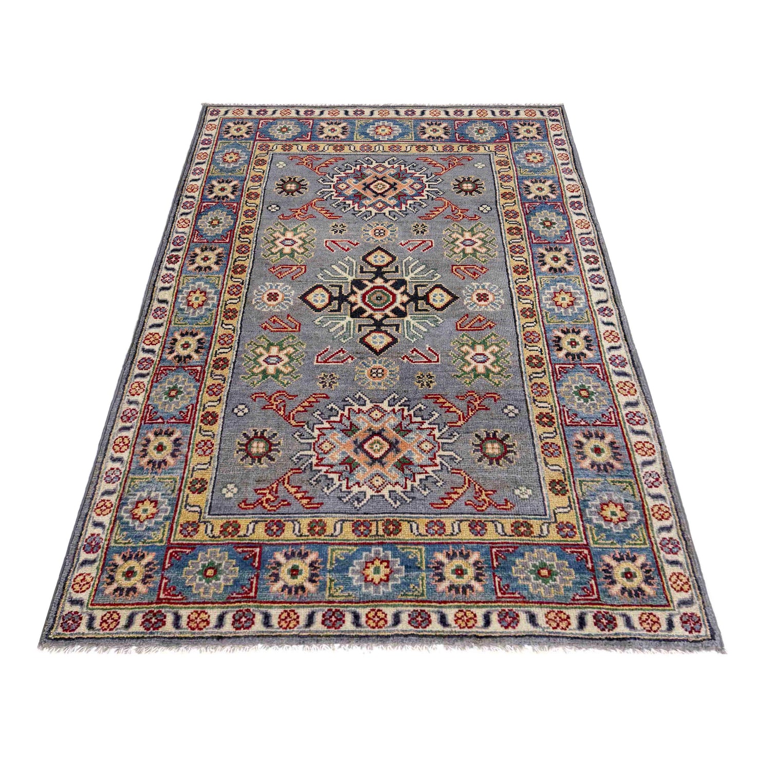 Hand Knotted Kazak Rug 3' 2" x 5' 0" (ft)- No. R37517