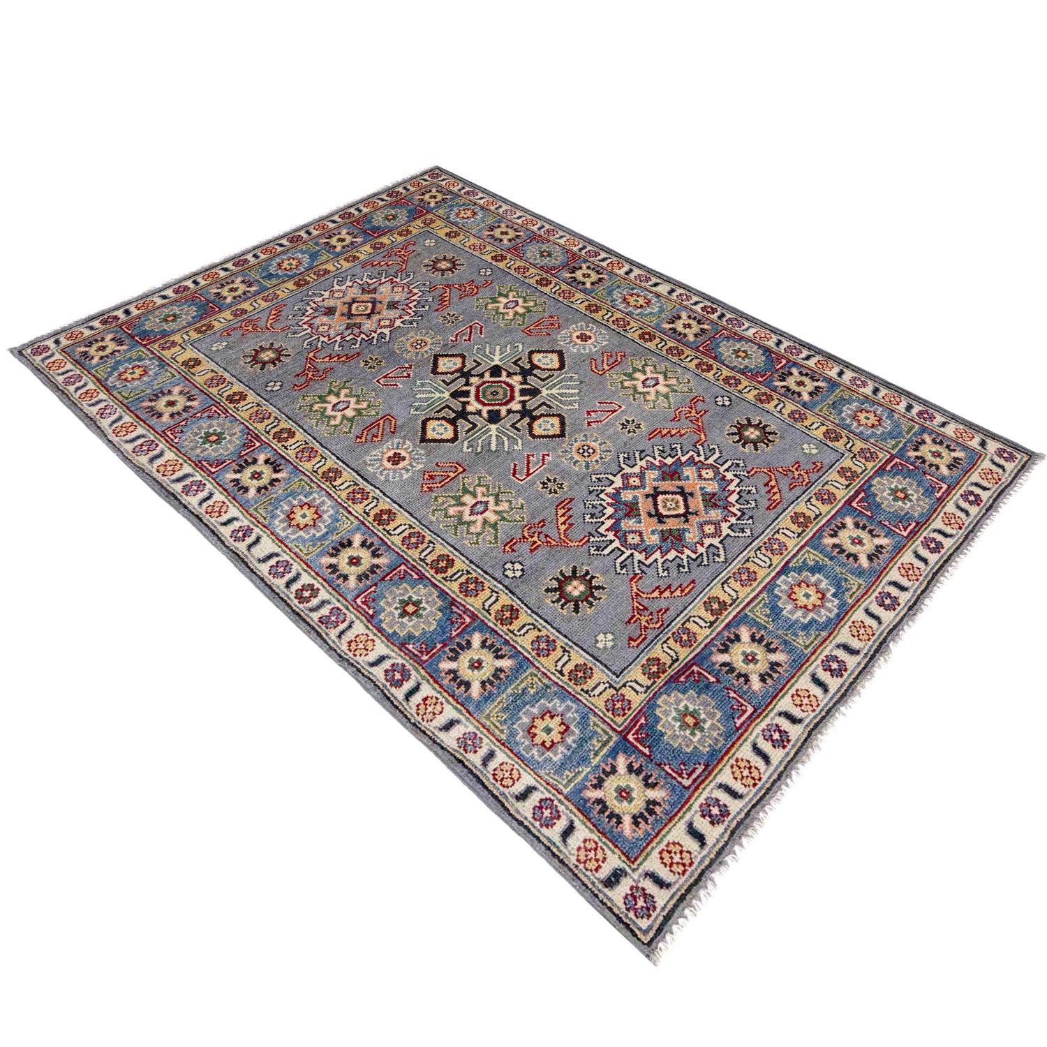 Hand Knotted Kazak Rug 3' 2" x 5' 0" (ft)- No. R37517