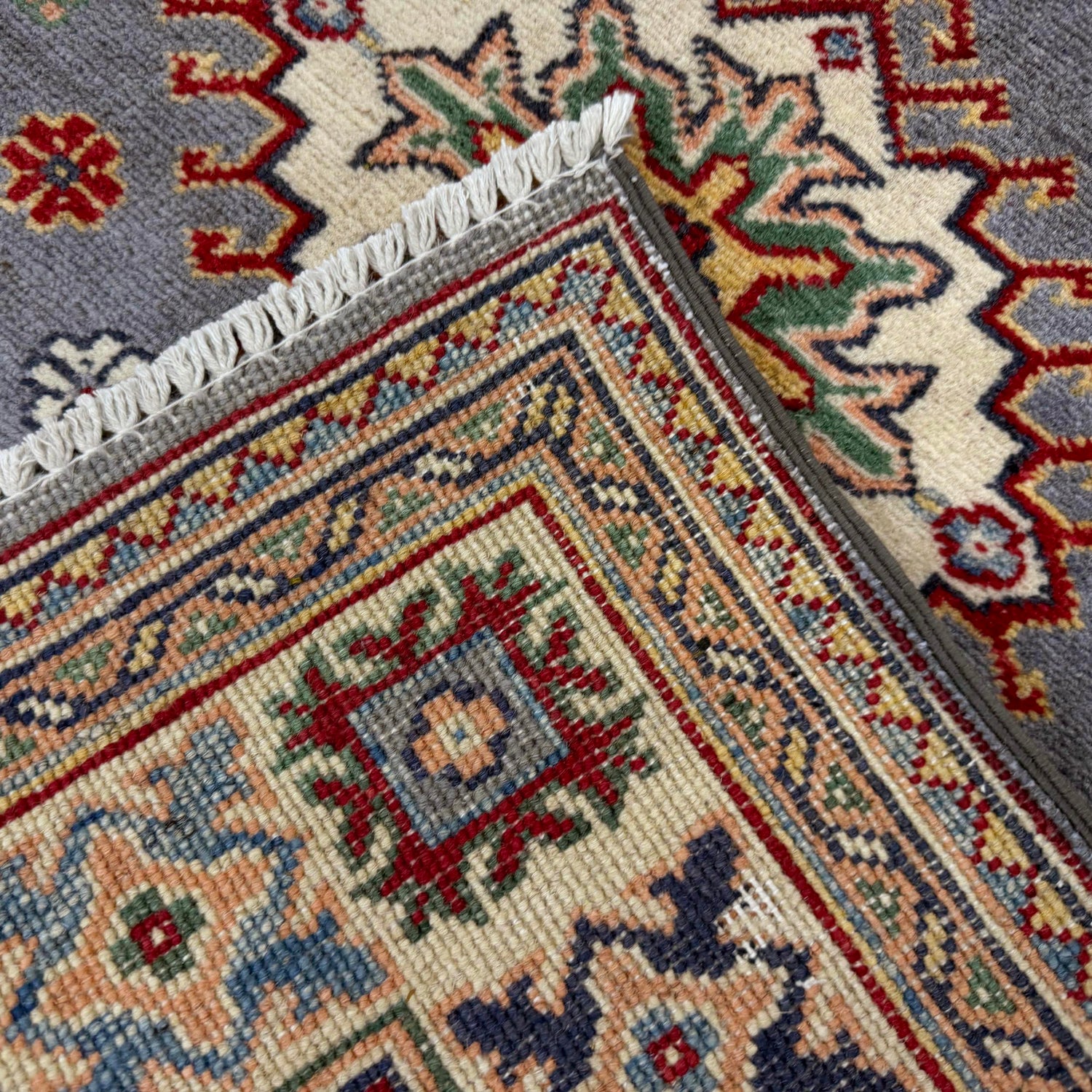 Grey Color Kazak Rug 3' 2" x 4' 5" (ft)- No. R37524