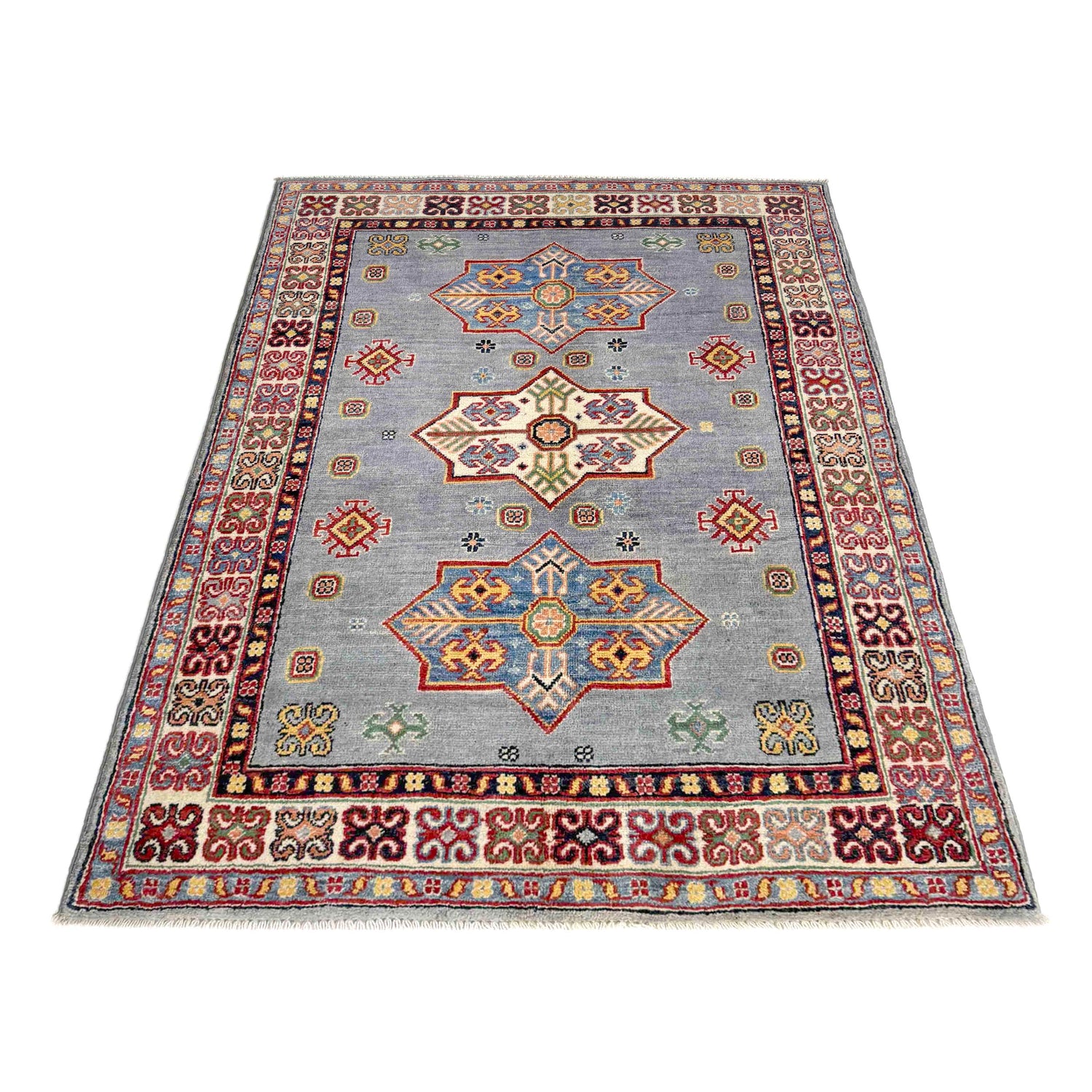 Hand Knotted Kazak Rug 3' 4" x 4' 11" (ft)- No. R37525