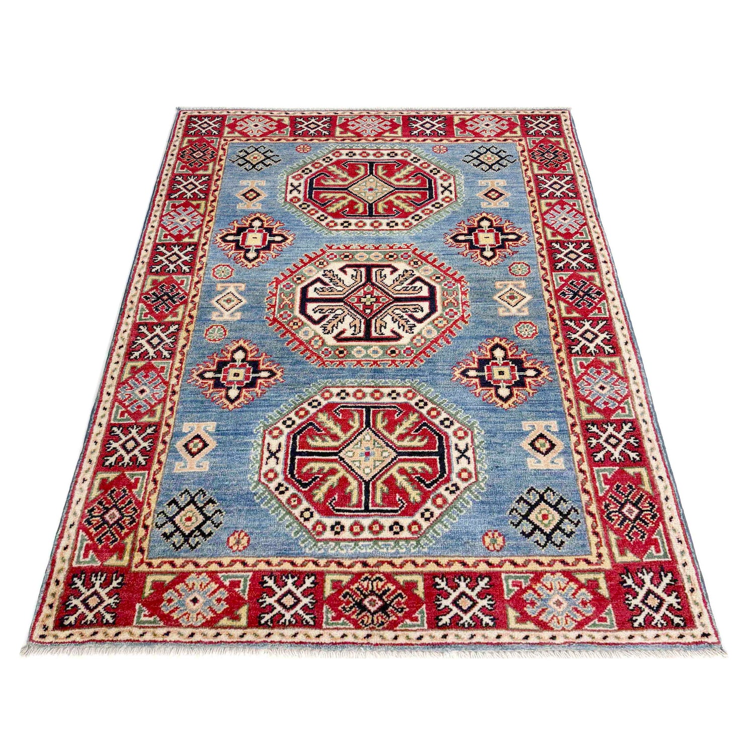 Blue Color Kazak Rug 3' 4" x 4' 10" (ft)- No. R37529
