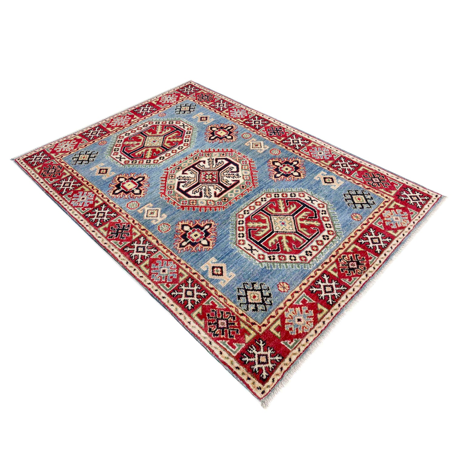 Blue Color Kazak Rug 3' 4" x 4' 10" (ft)- No. R37529