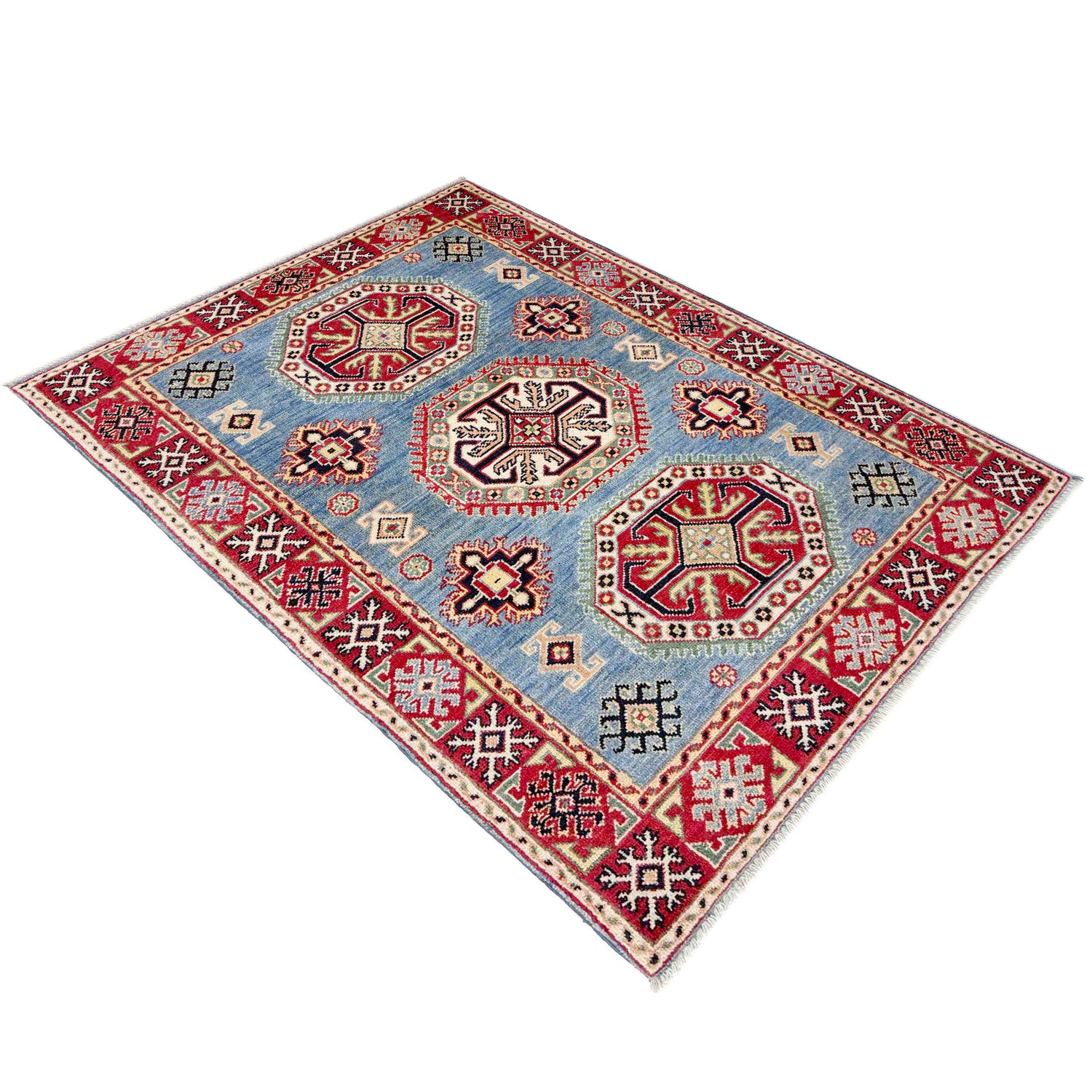 Blue Color Kazak Rug 3' 4" x 4' 10" (ft)- No. R37529