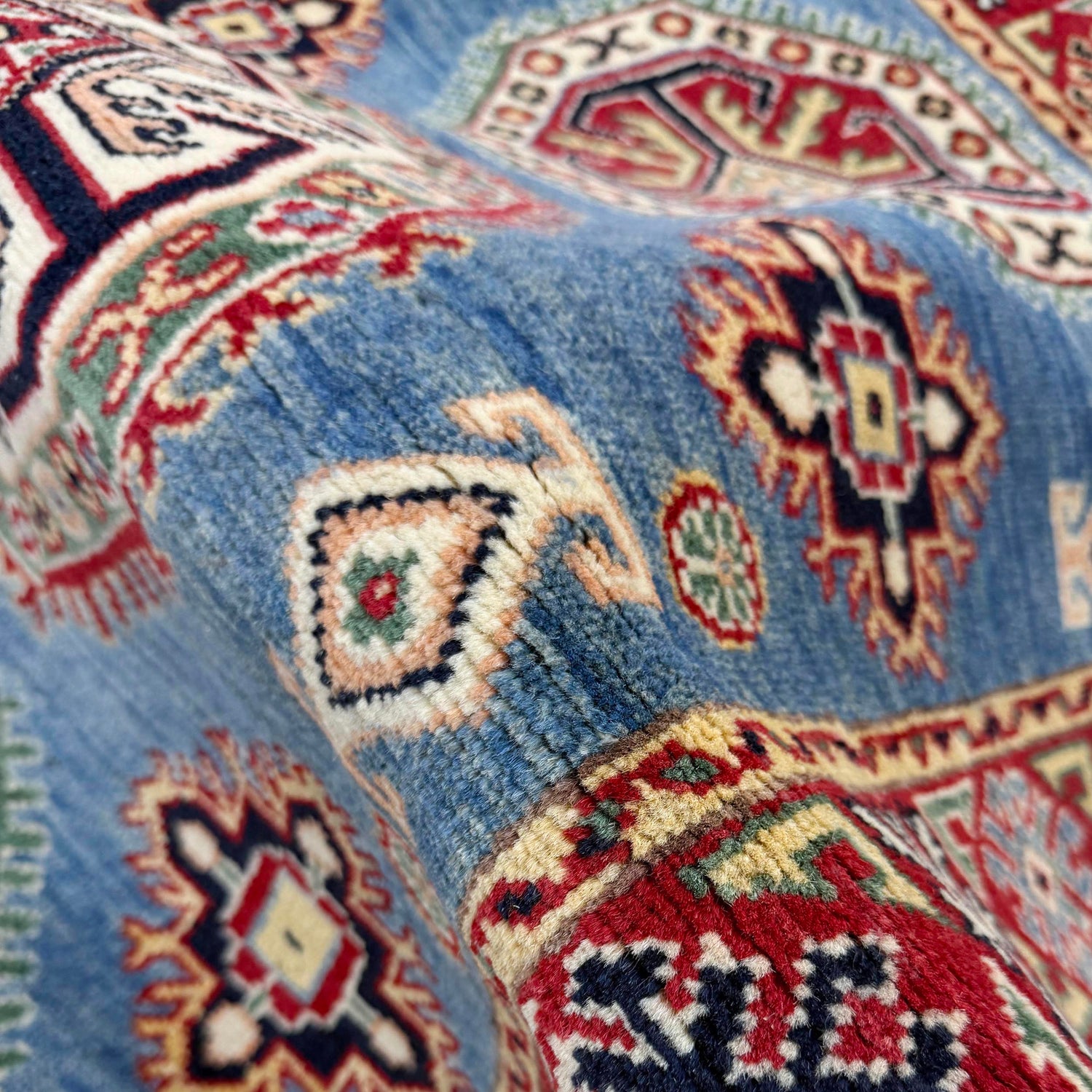 Blue Color Kazak Rug 3' 4" x 4' 10" (ft)- No. R37529