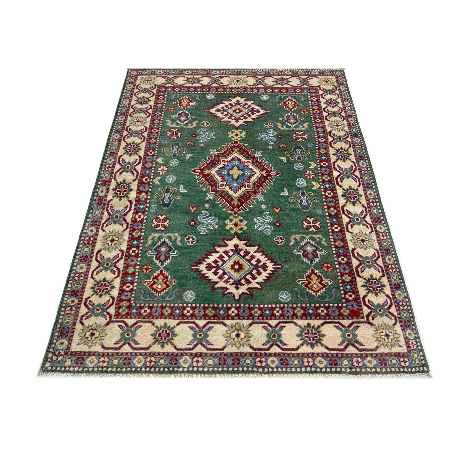 Green Color Kazak Rug 3' 3" x 5' 0" (ft)- No. R37532