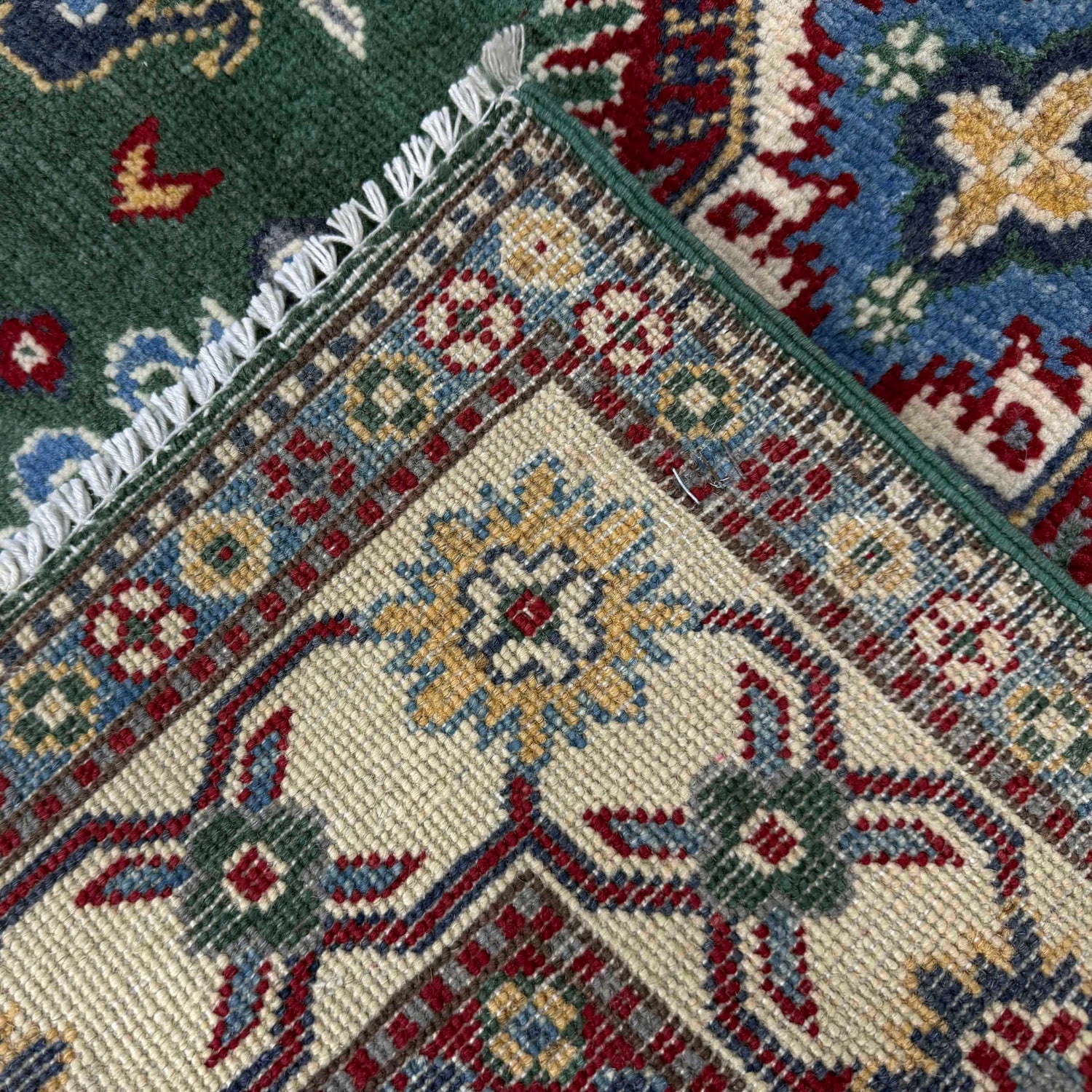 Green Color Kazak Rug 3' 3" x 5' 0" (ft)- No. R37532