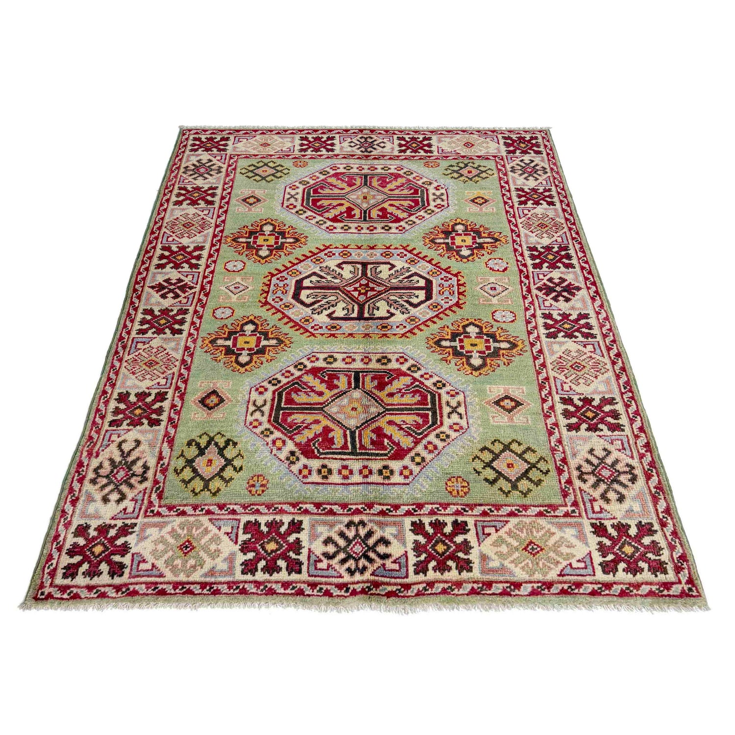 Hand Knotted Kazak Rug 3' 6" x 4' 9" (ft)- No. R37620