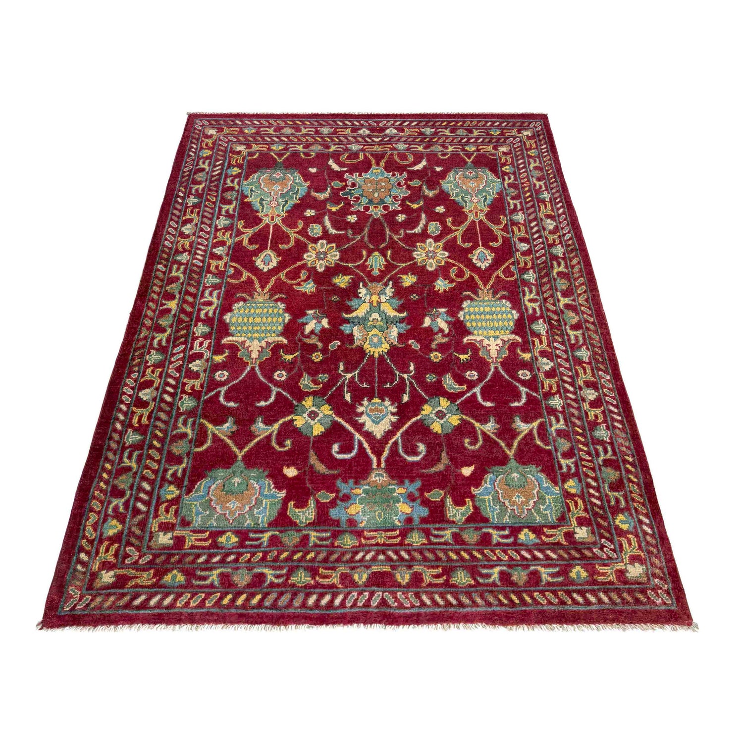 Red Color Sultani Carpet 4' 1" x 6' 2" (ft) - No. R37624