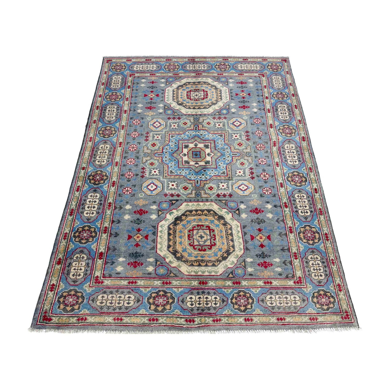 Grey Color Kazak Rug 3' 11" x 5' 11" (ft) - No. R37632