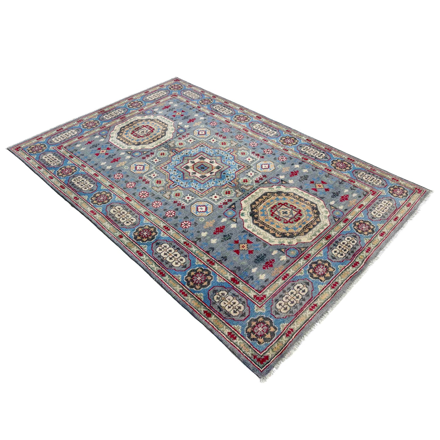 Grey Color Kazak Rug 3' 11" x 5' 11" (ft) - No. R37632