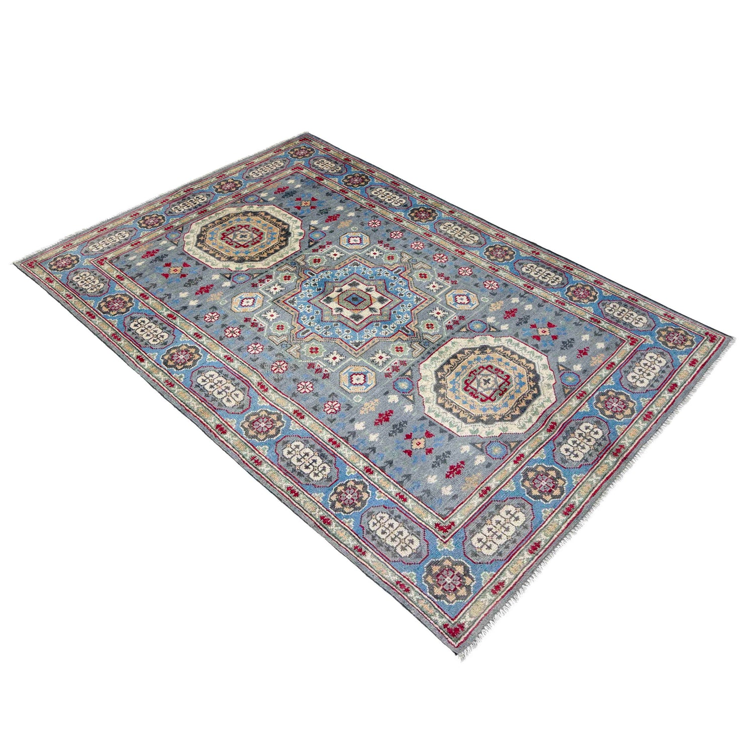 Grey Color Kazak Rug 3' 11" x 5' 11" (ft) - No. R37632