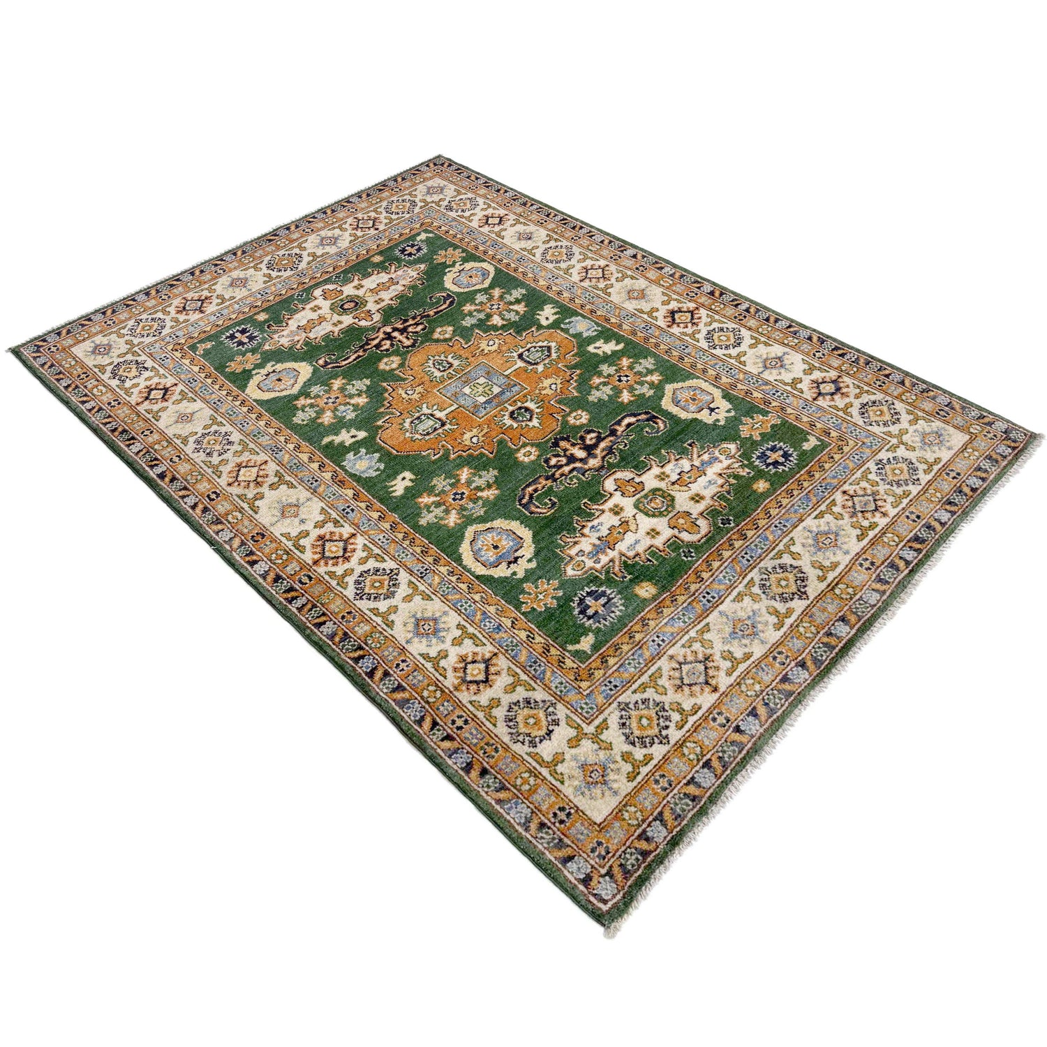 Green Color Kazak Rug 4' 0" x 5' 6" (ft) - No. R37633