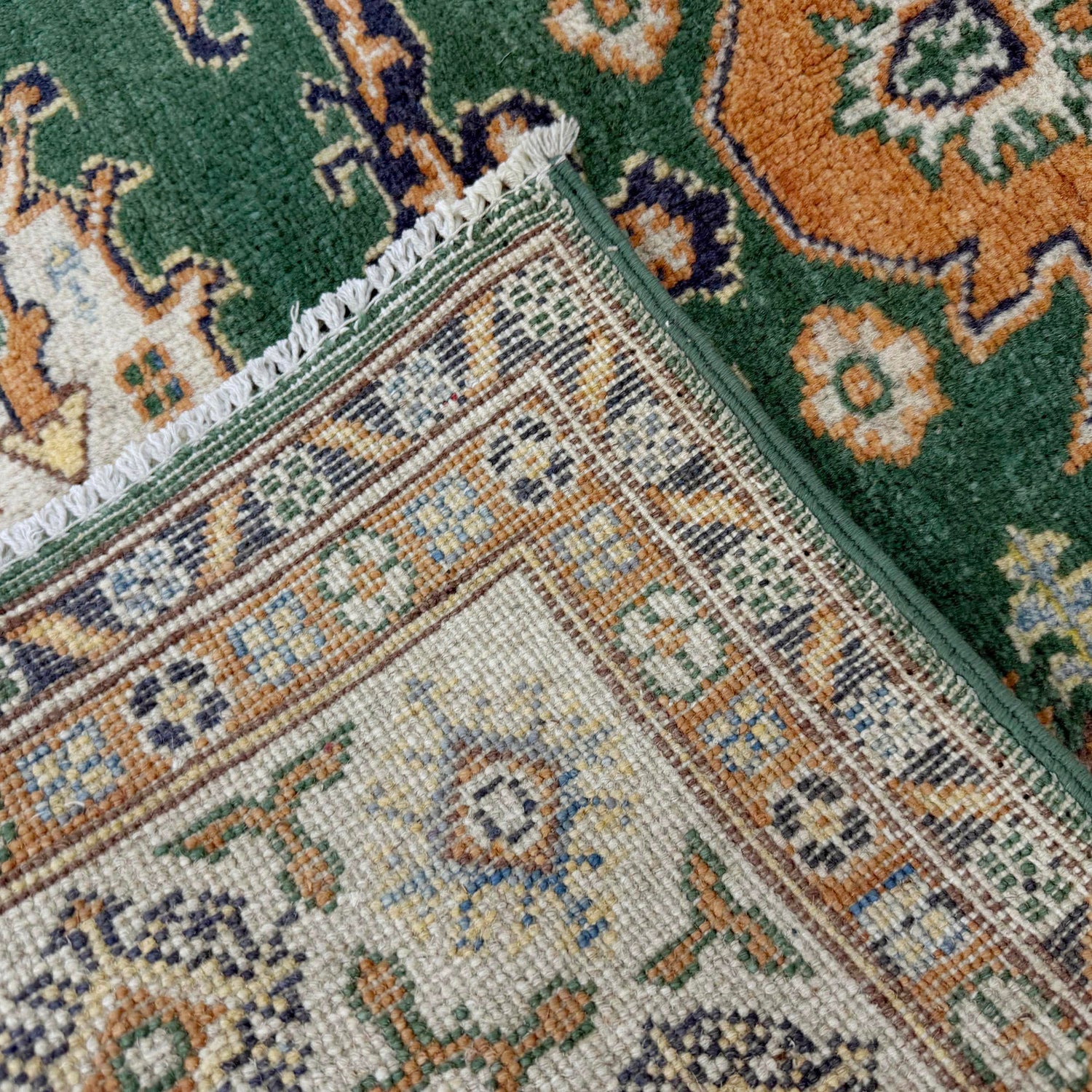 Green Color Kazak Rug 4' 0" x 5' 6" (ft) - No. R37633