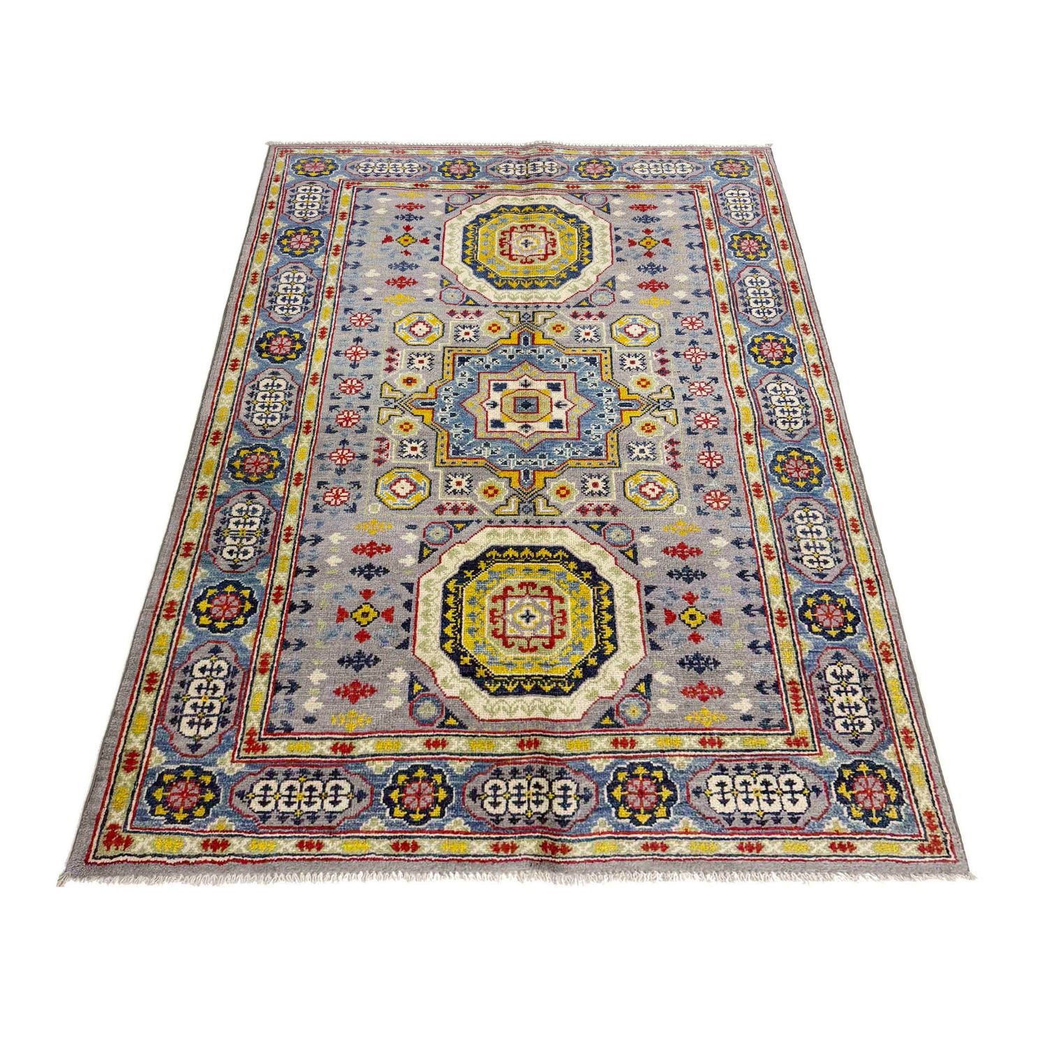 Hand Knotted Kazak Rug 3' 11" x 5' 9" (ft) - No. R37638