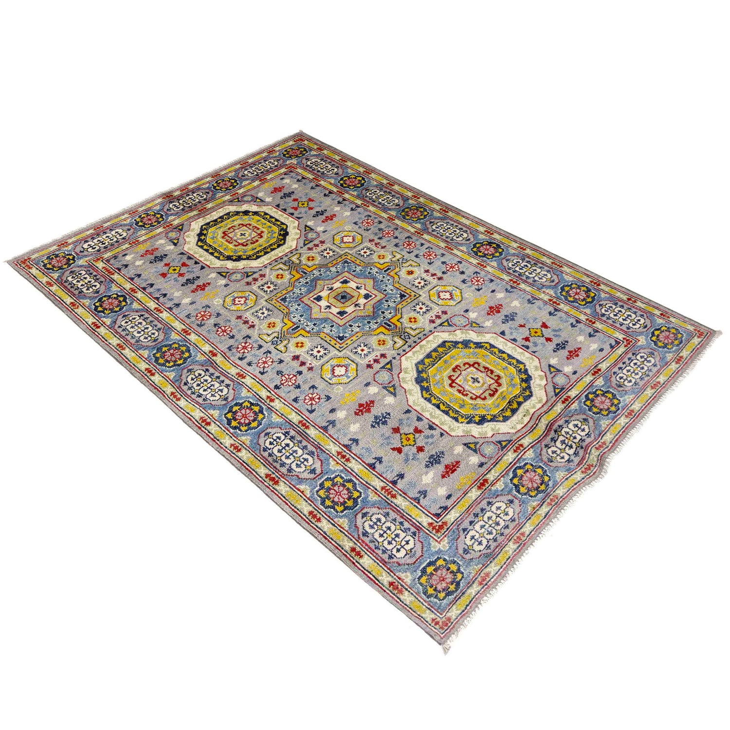 Hand Knotted Kazak Rug 3' 11" x 5' 9" (ft) - No. R37638