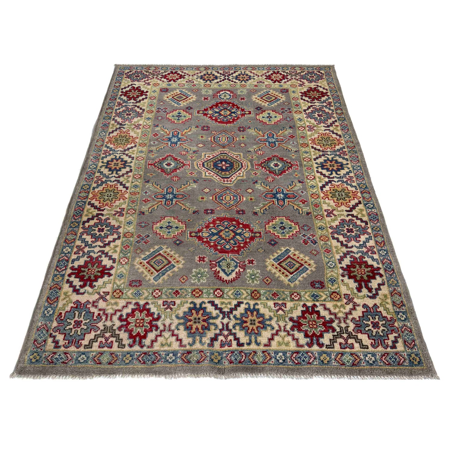 Grey Color Kazak Rug 3' 11" x 5' 10" (ft) - No. R37652