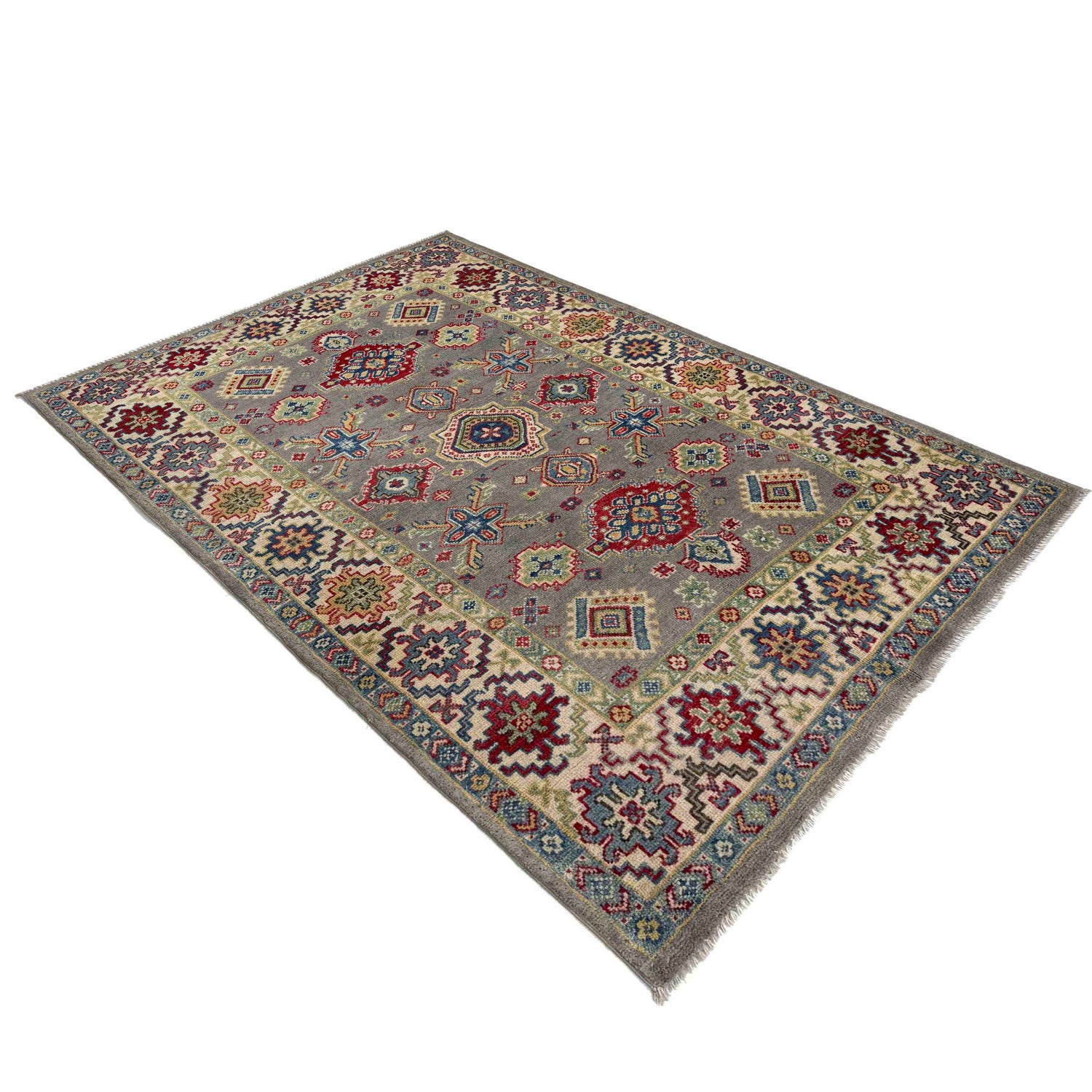 Grey Color Kazak Rug 3' 11" x 5' 10" (ft) - No. R37652
