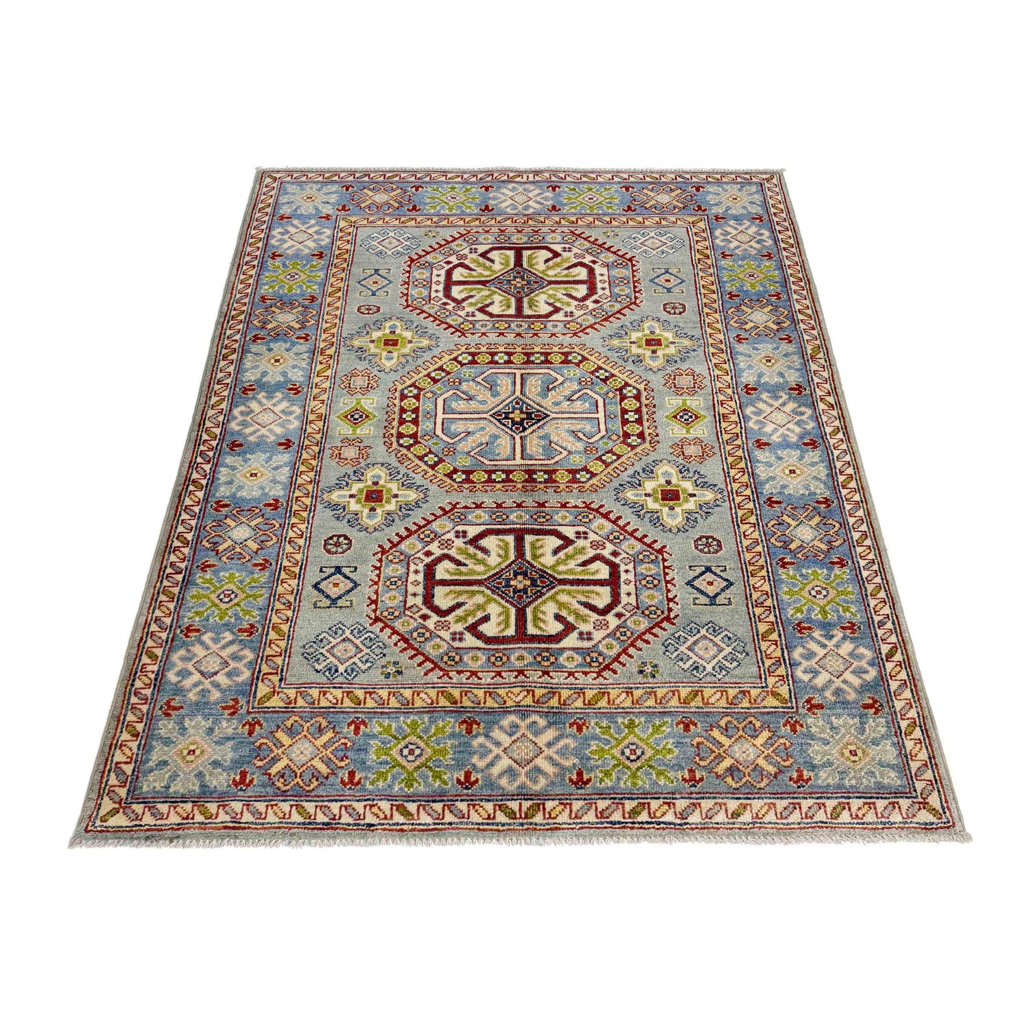 Grey Color Kazak Rug 3' 11" x 5' 8" (ft) - No. R37654
