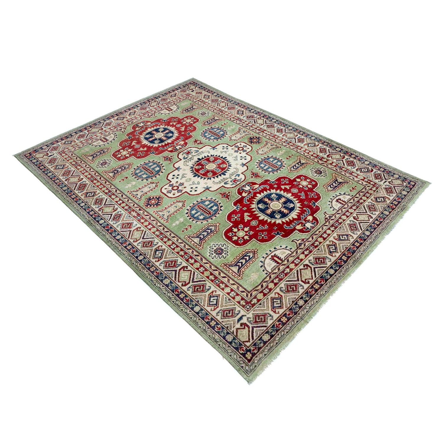 Green Color Kazak Rug 5' 8" x 8' 1" (ft) - No. R37658