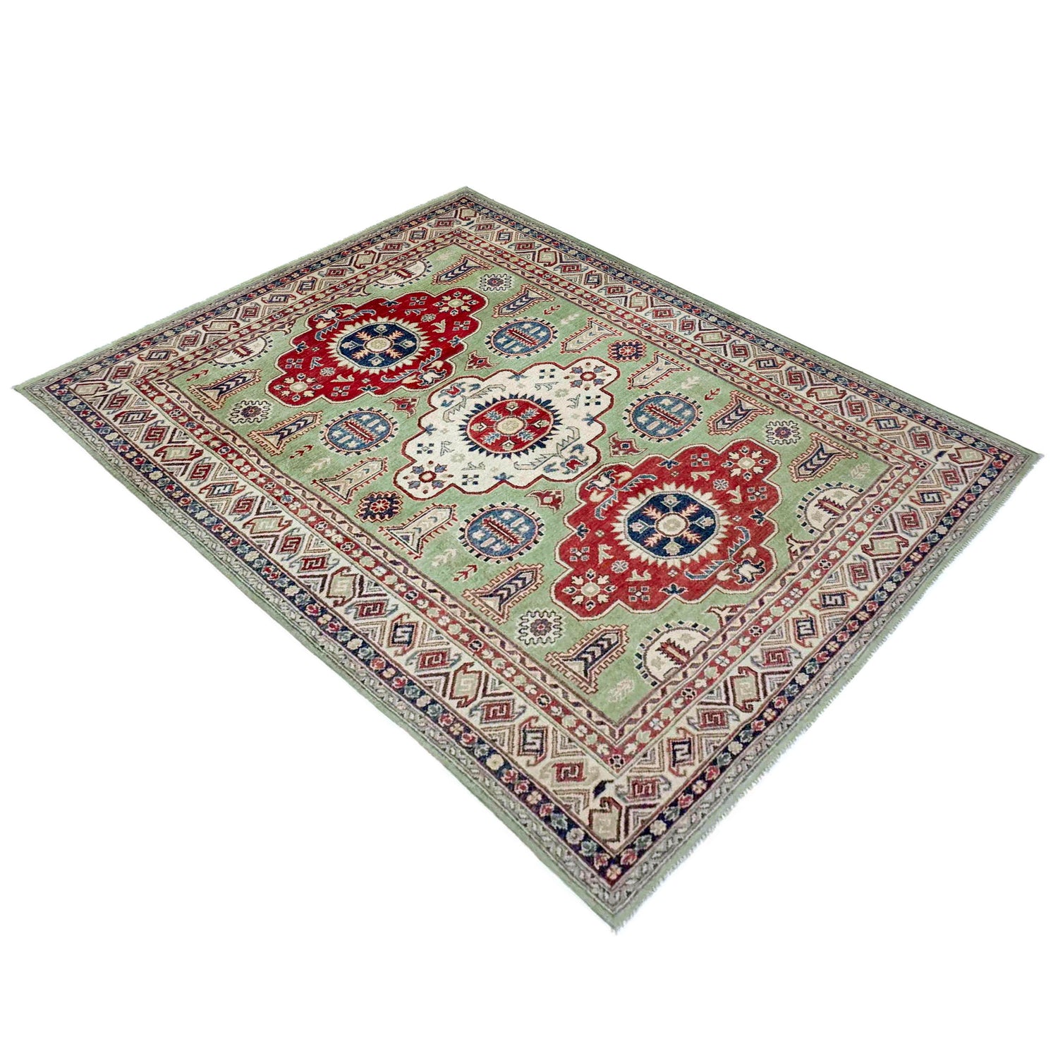 Green Color Kazak Rug 5' 8" x 8' 1" (ft) - No. R37658