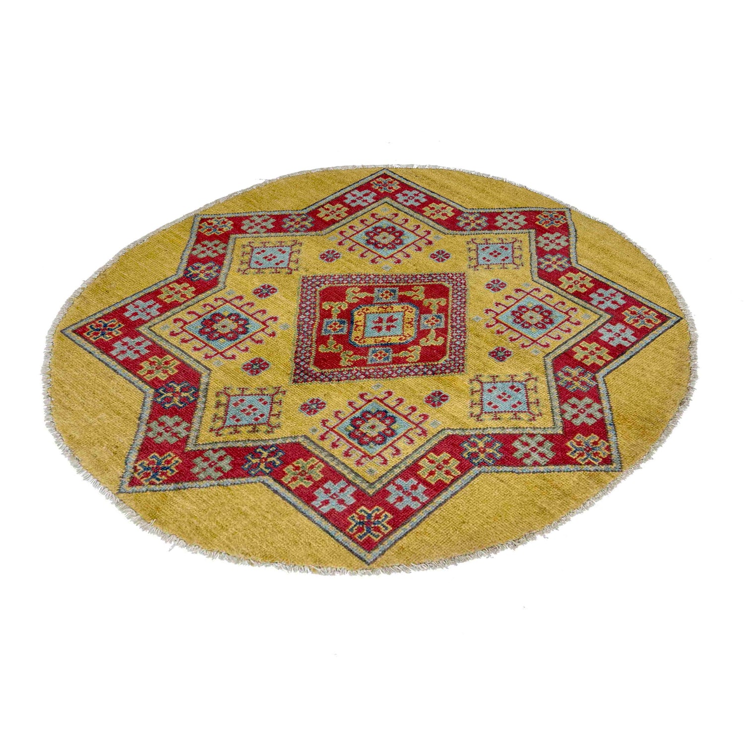 Hand Knotted Kazak Round Carpet for Home 3' 2" x 3' 3" (ft) - No. R37677
