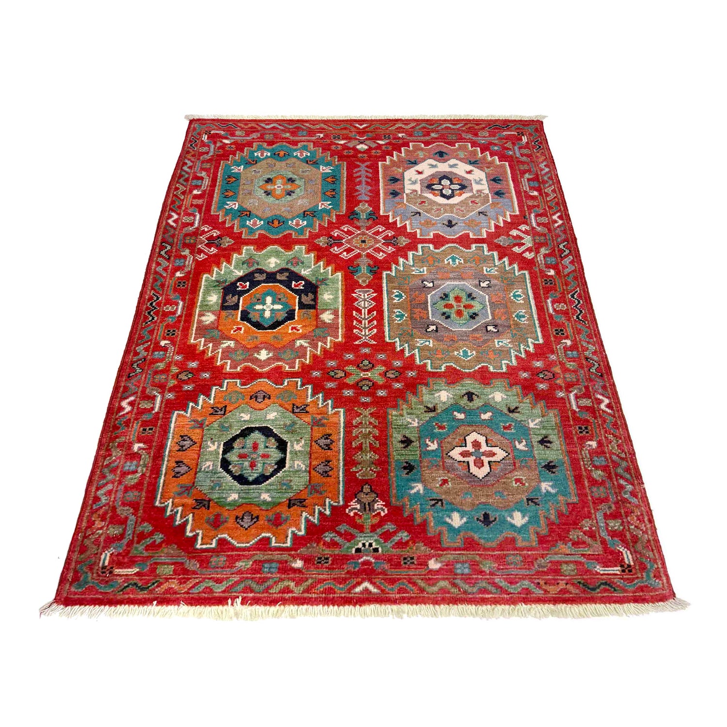 Handmade Red Color Waziri Rug 2' 9" x 4' 0" (ft) - No. R37716
