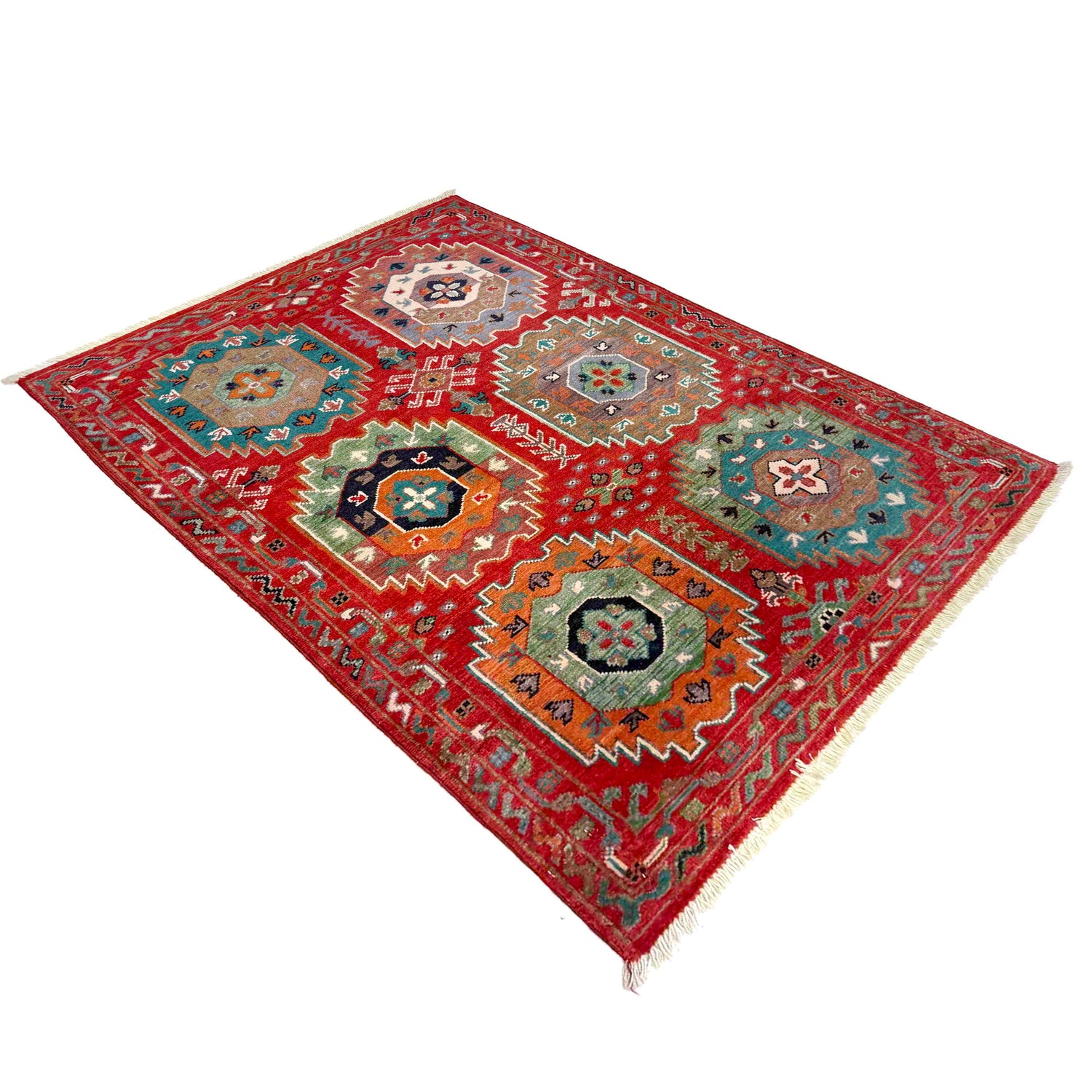 Handmade Red Color Waziri Rug 2' 9" x 4' 0" (ft) - No. R37716