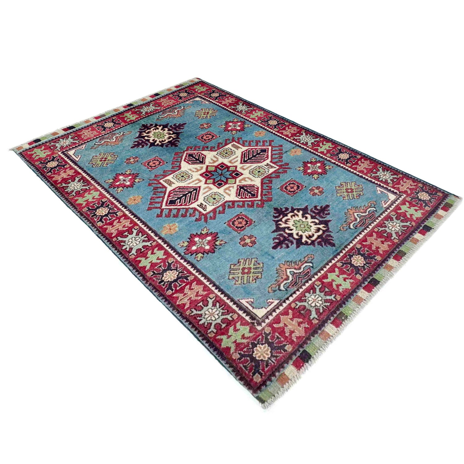 Blue Color Kazak Rug 3' 3" x 4' 8" (ft)- No. R37732