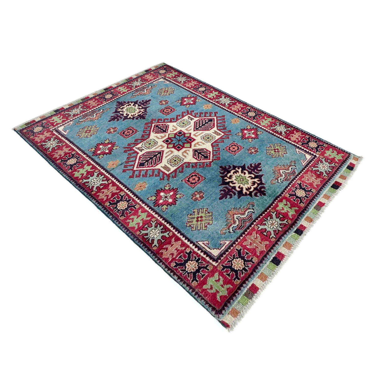Blue Color Kazak Rug 3' 3" x 4' 8" (ft)- No. R37732