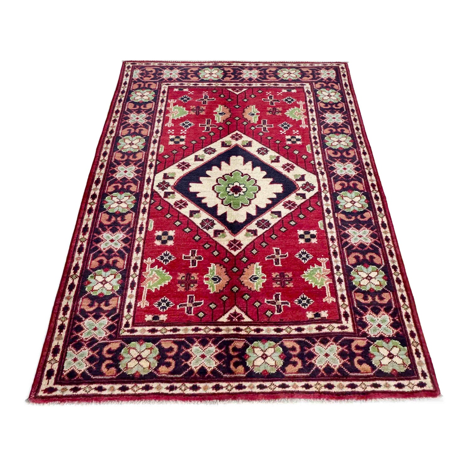 Red Color Kazak Rug 3' 3" x 4' 10" (ft)- No. R37734